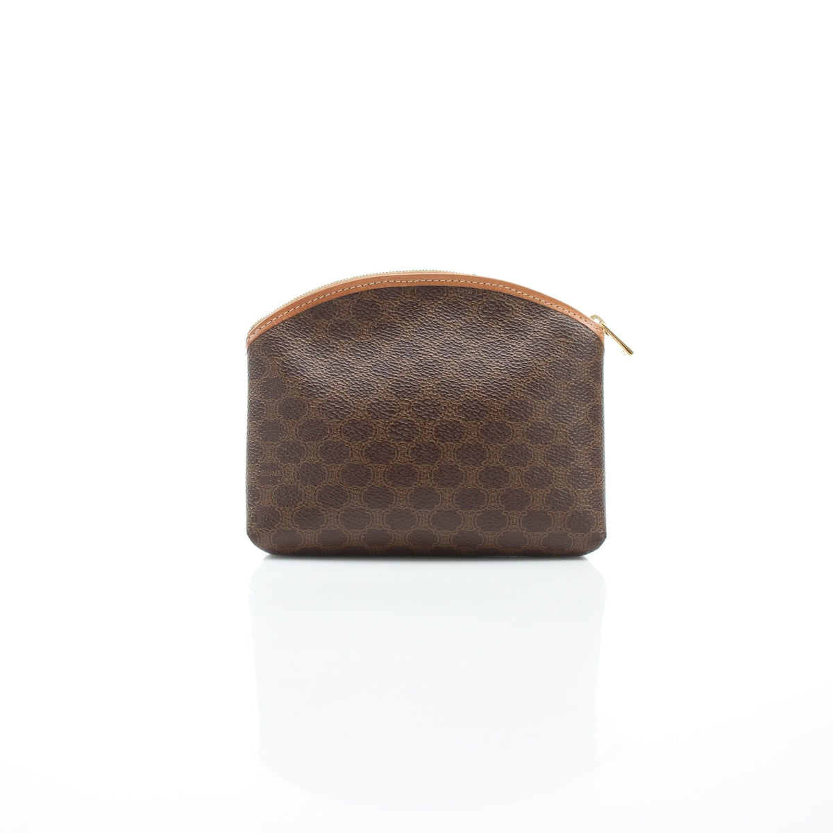 Celine brown Macadam monogram dome cosmetic pouch vanity case by Gold & Beyond
