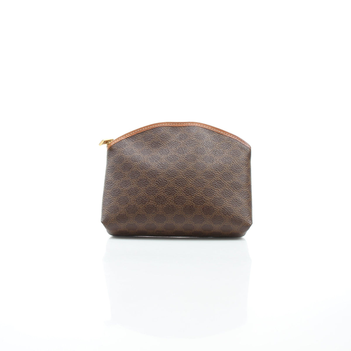 Celine brown Macadam monogram dome cosmetic pouch vanity case by Gold & Beyond