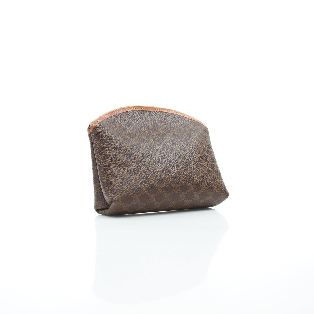 Celine brown Macadam monogram dome cosmetic pouch vanity case by Gold & Beyond