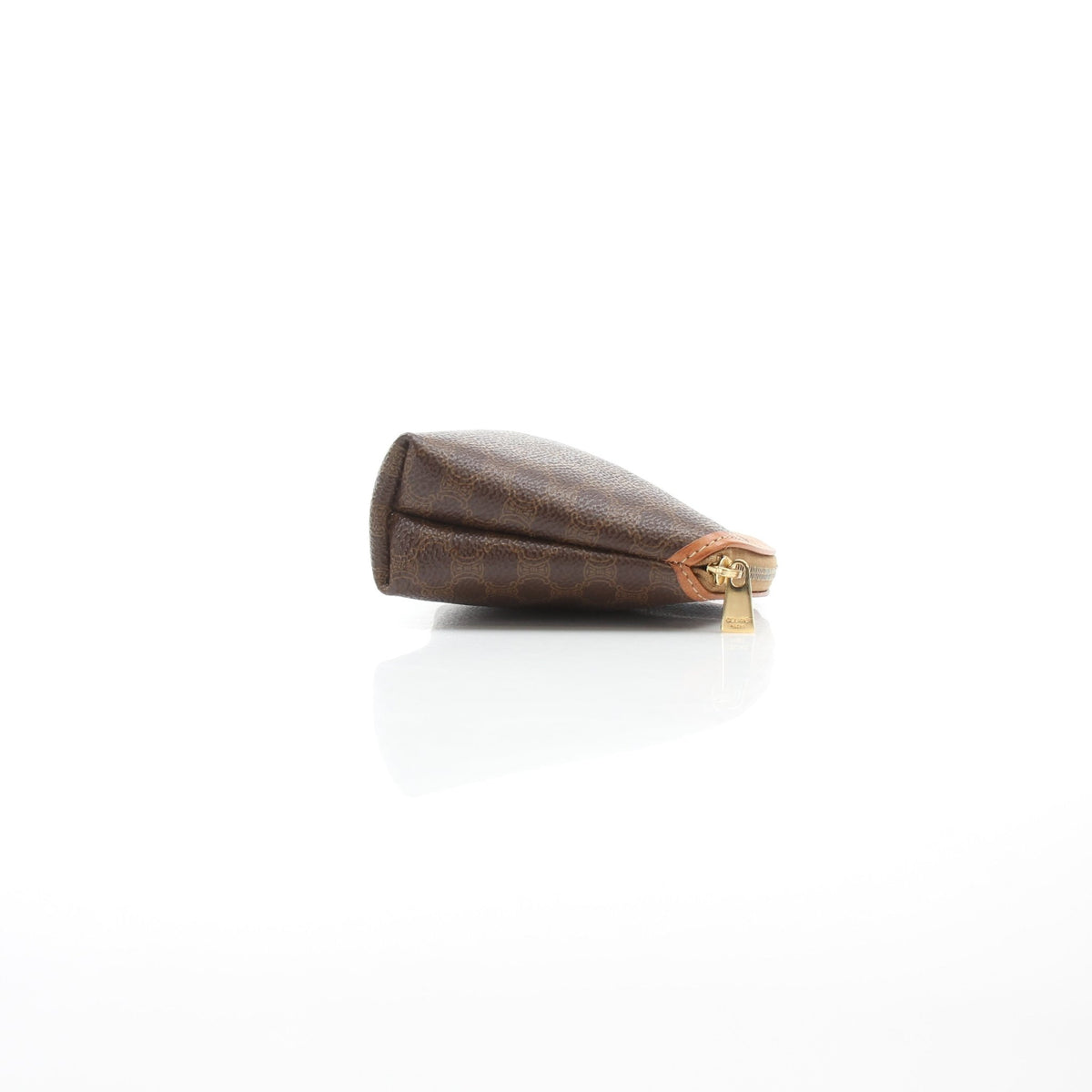 Celine brown Macadam monogram dome cosmetic pouch vanity case by Gold & Beyond