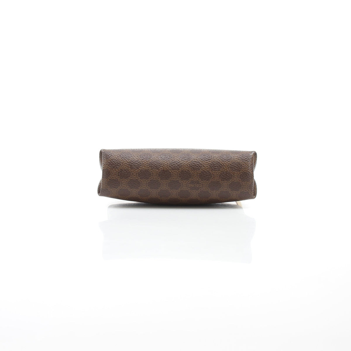 Celine brown Macadam monogram dome cosmetic pouch vanity case by Gold & Beyond