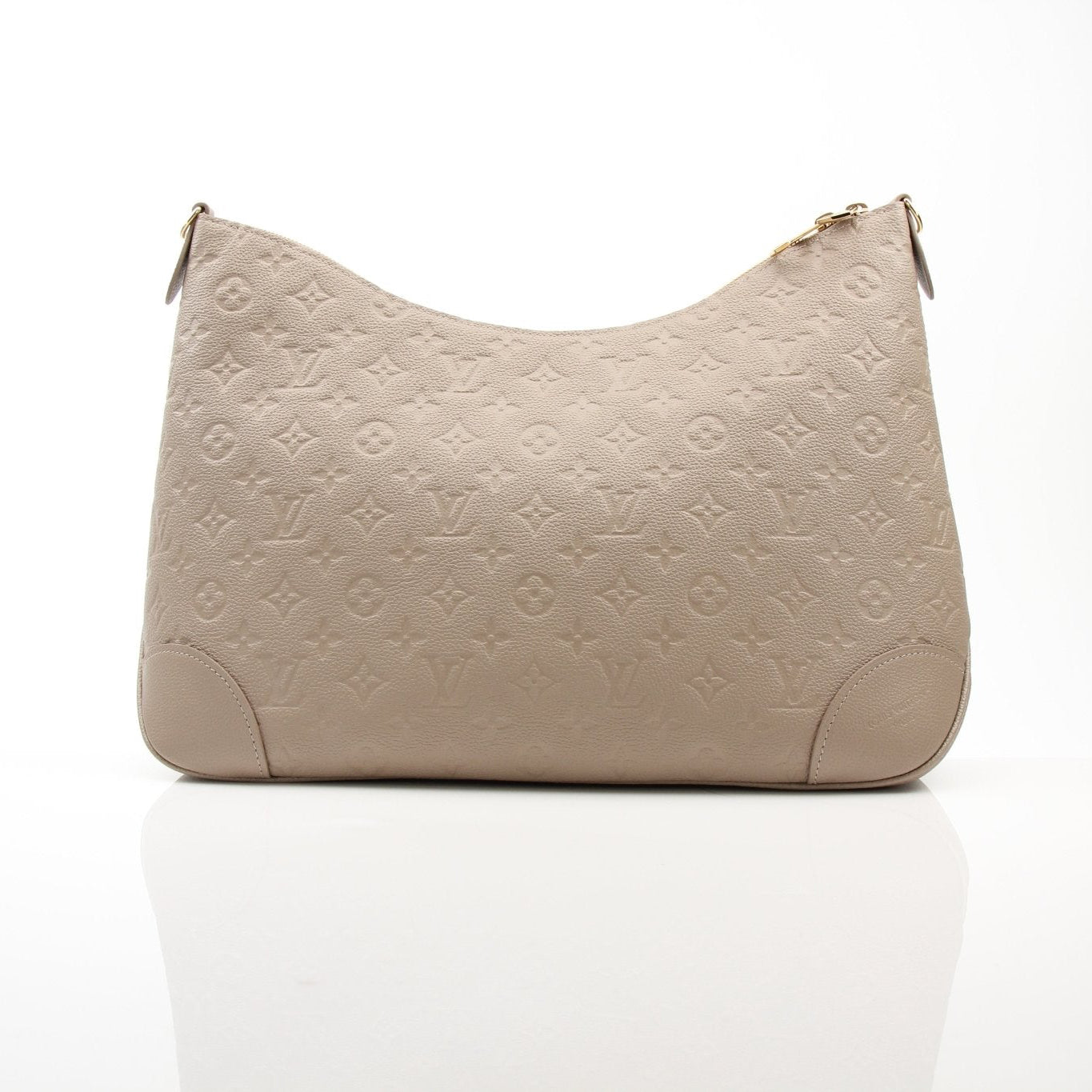 Louis Vuitton Boulogne GM handbag in brown leather with gold hardware, featuring top handles and a spacious interior.