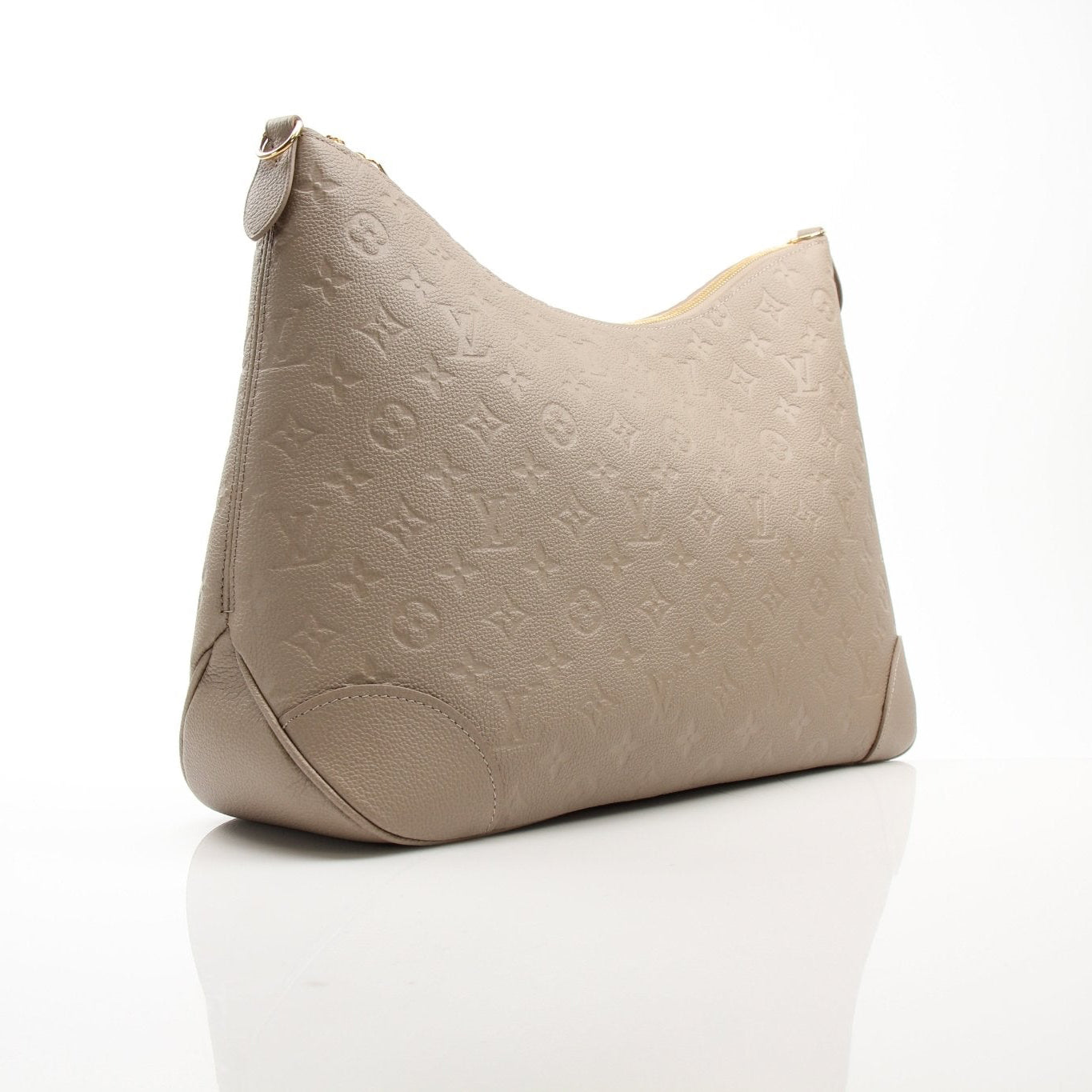 Louis Vuitton Boulogne GM shoulder handbag in brown leather with gold hardware and top handle.