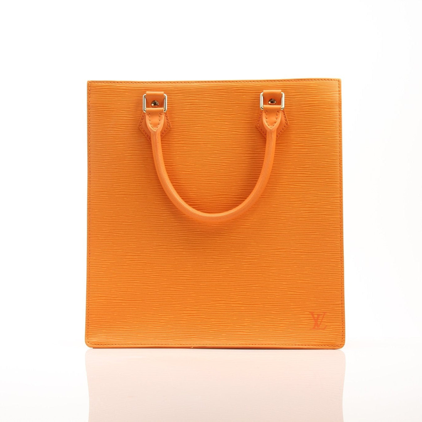 Louis Vuitton Epi Sac Plat leather tote bag from Gold & Beyond, showcasing its structured design and textured Epi leather surface.