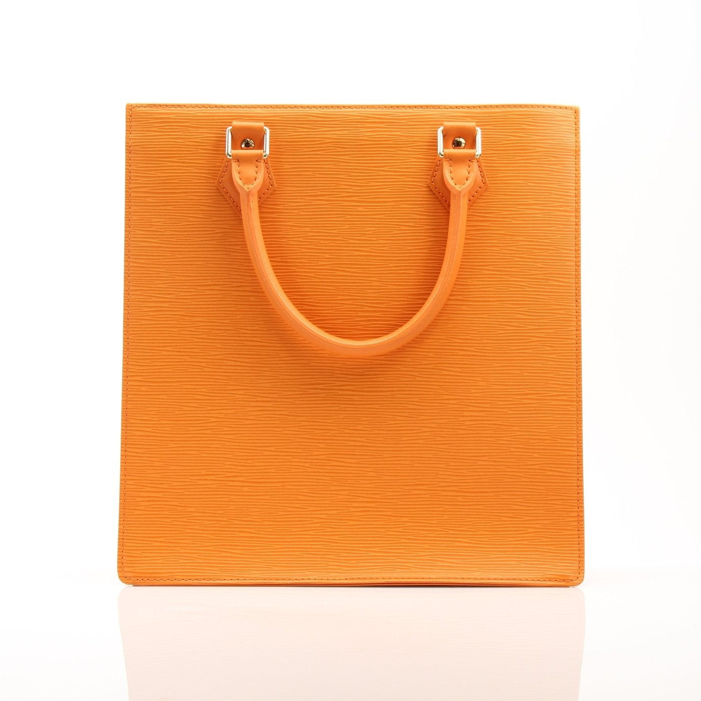 Gold & Beyond Louis Vuitton Epi Sac Plat leather tote bag, stylish handbag with textured leather and spacious interior.