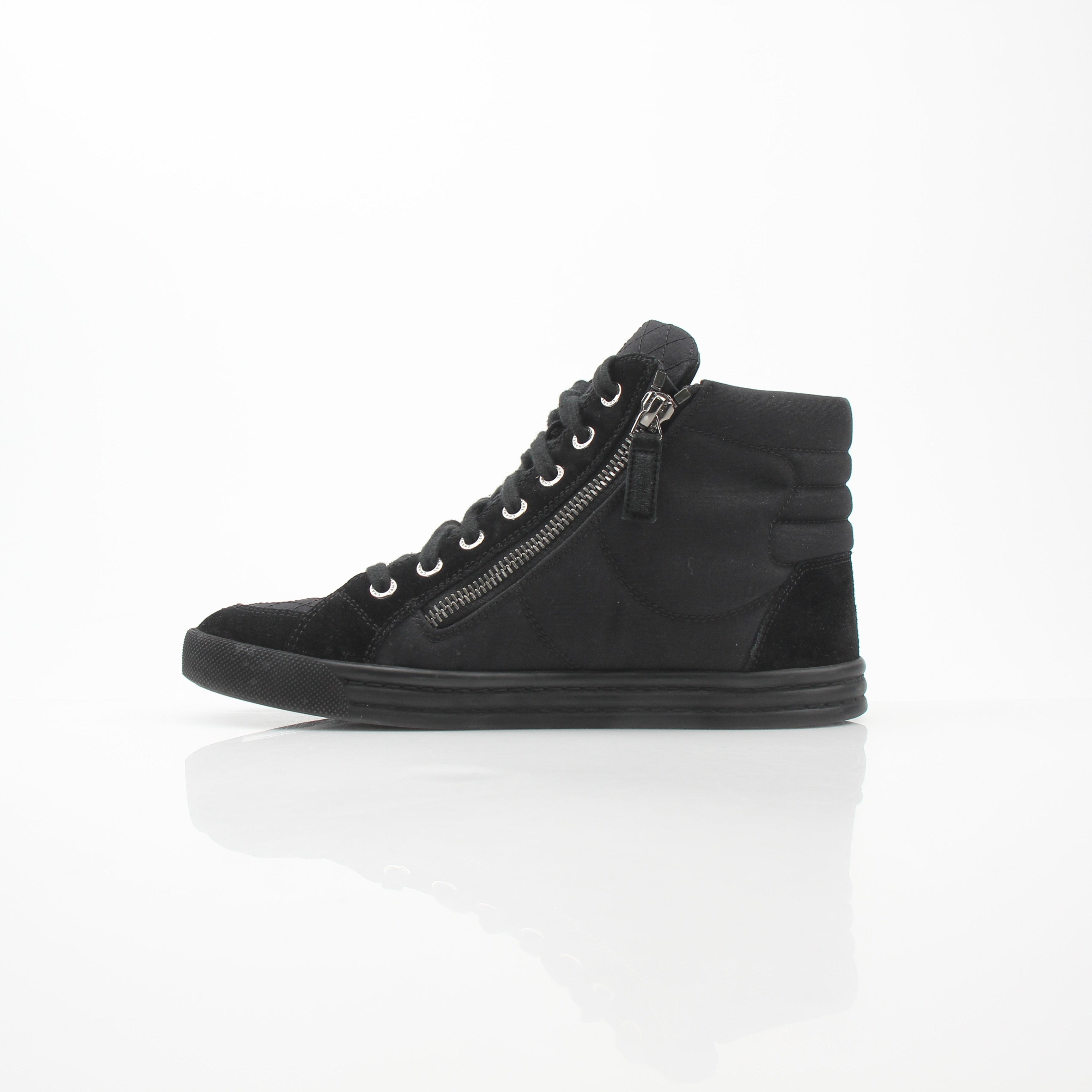 Chanel CC Logo Black High Top Sneakers