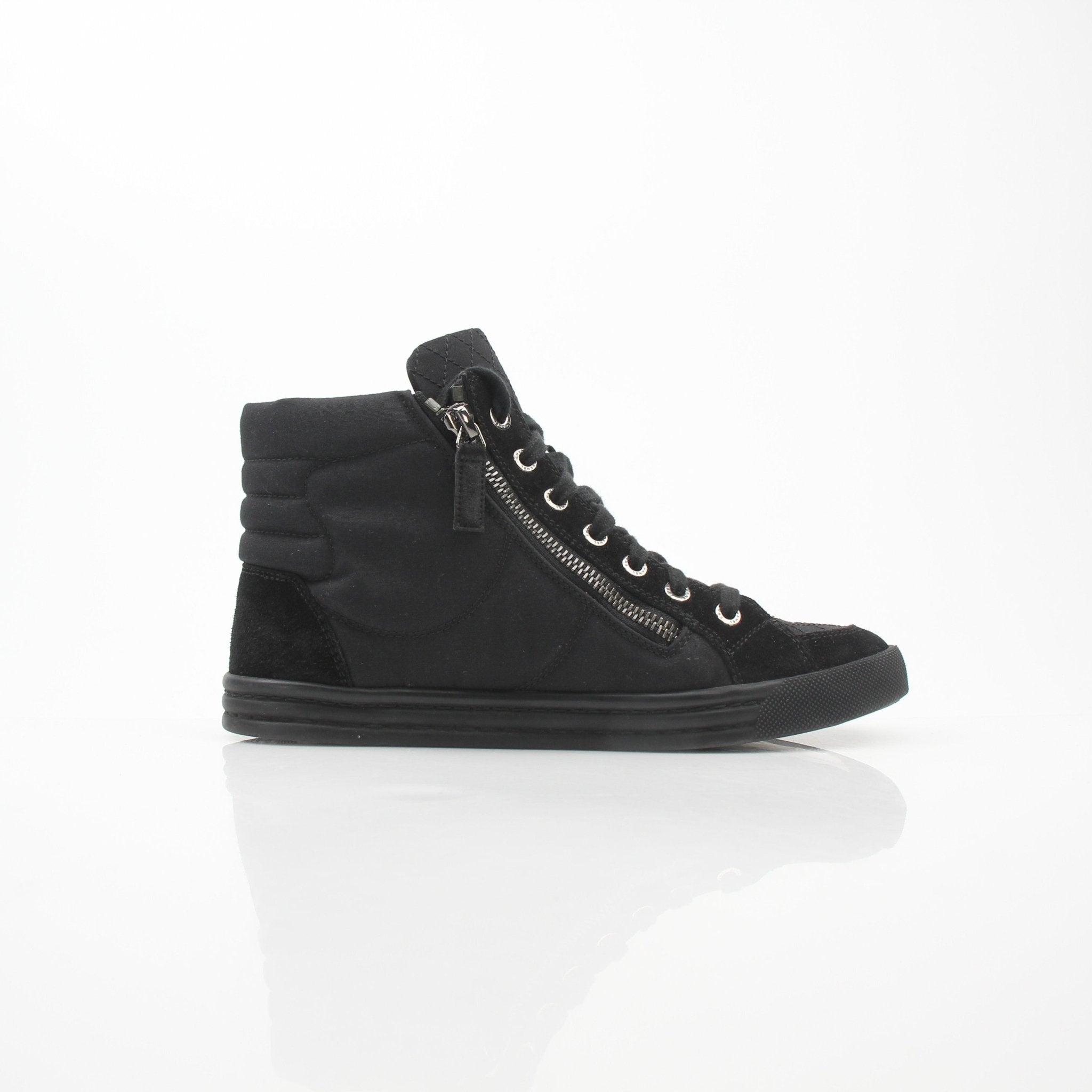 Chanel CC Logo Black High Top Sneakers