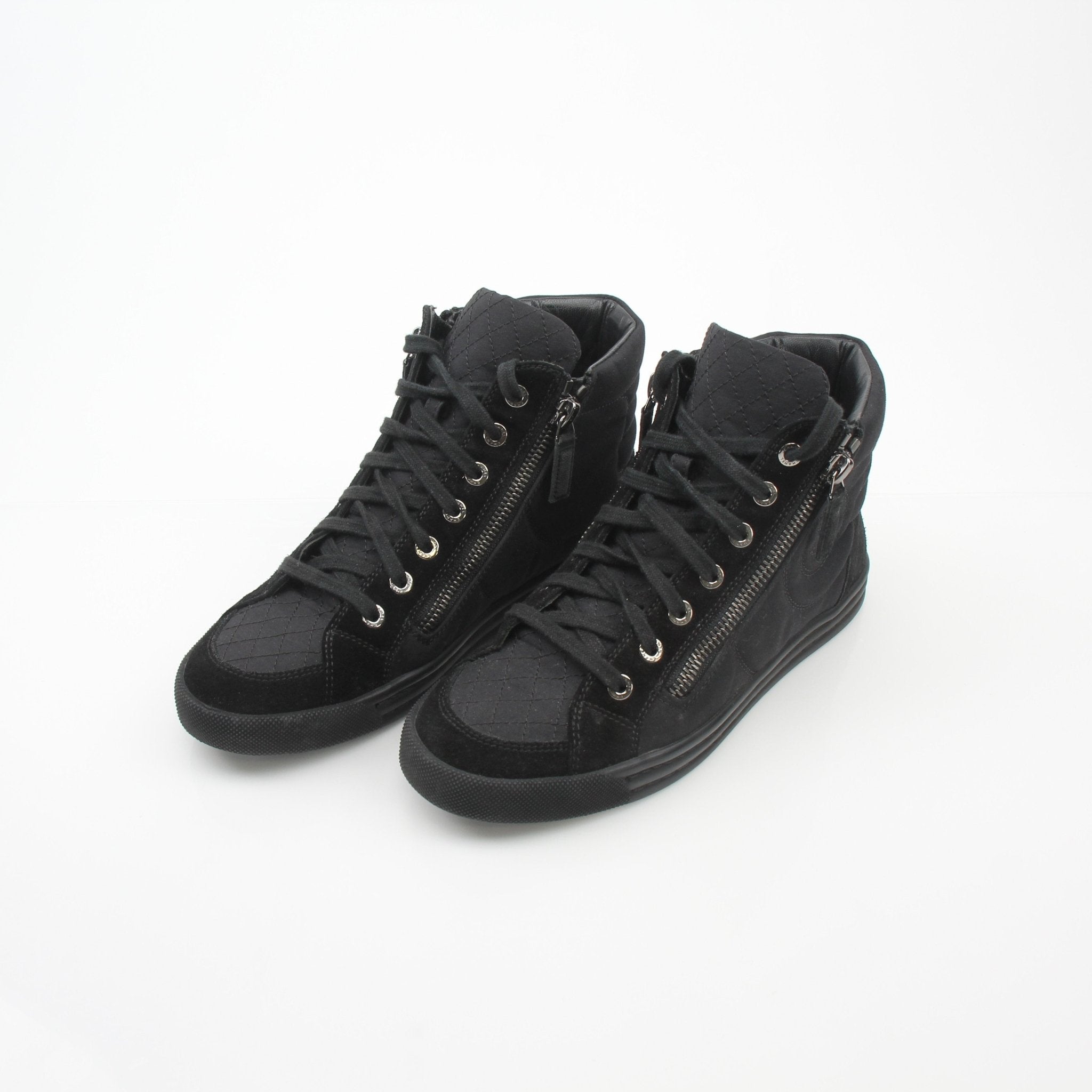 Chanel CC Logo Black High Top Sneakers