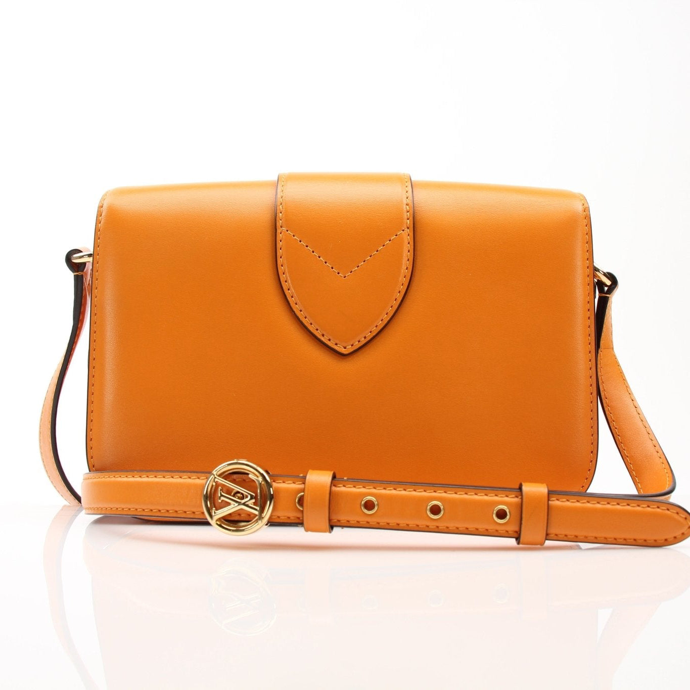 Louis Vuitton Orange Port 9 MM Crossbody Bag by Gold & Beyond, stylish handbag with adjustable strap and signature design.