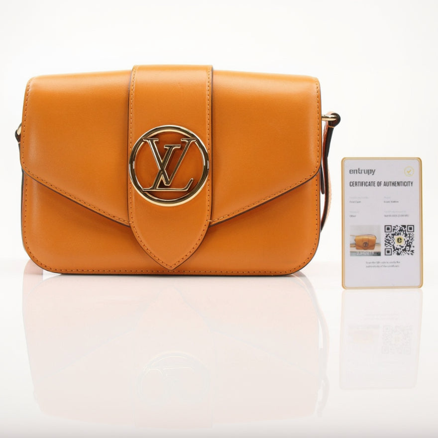 Louis Vuitton Orange Port 9 MM Crossbody Bag by Gold & Beyond, stylish handbag with adjustable strap and signature design.