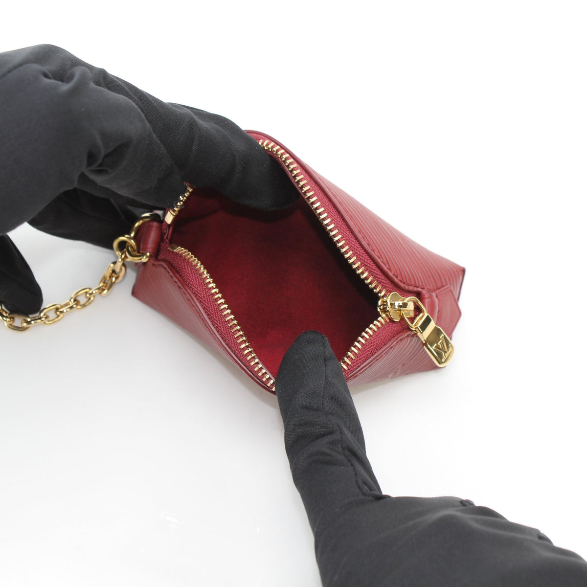 Louis Vuitton burgundy Epi cosmetic lipstick pouch by Gold & Beyond