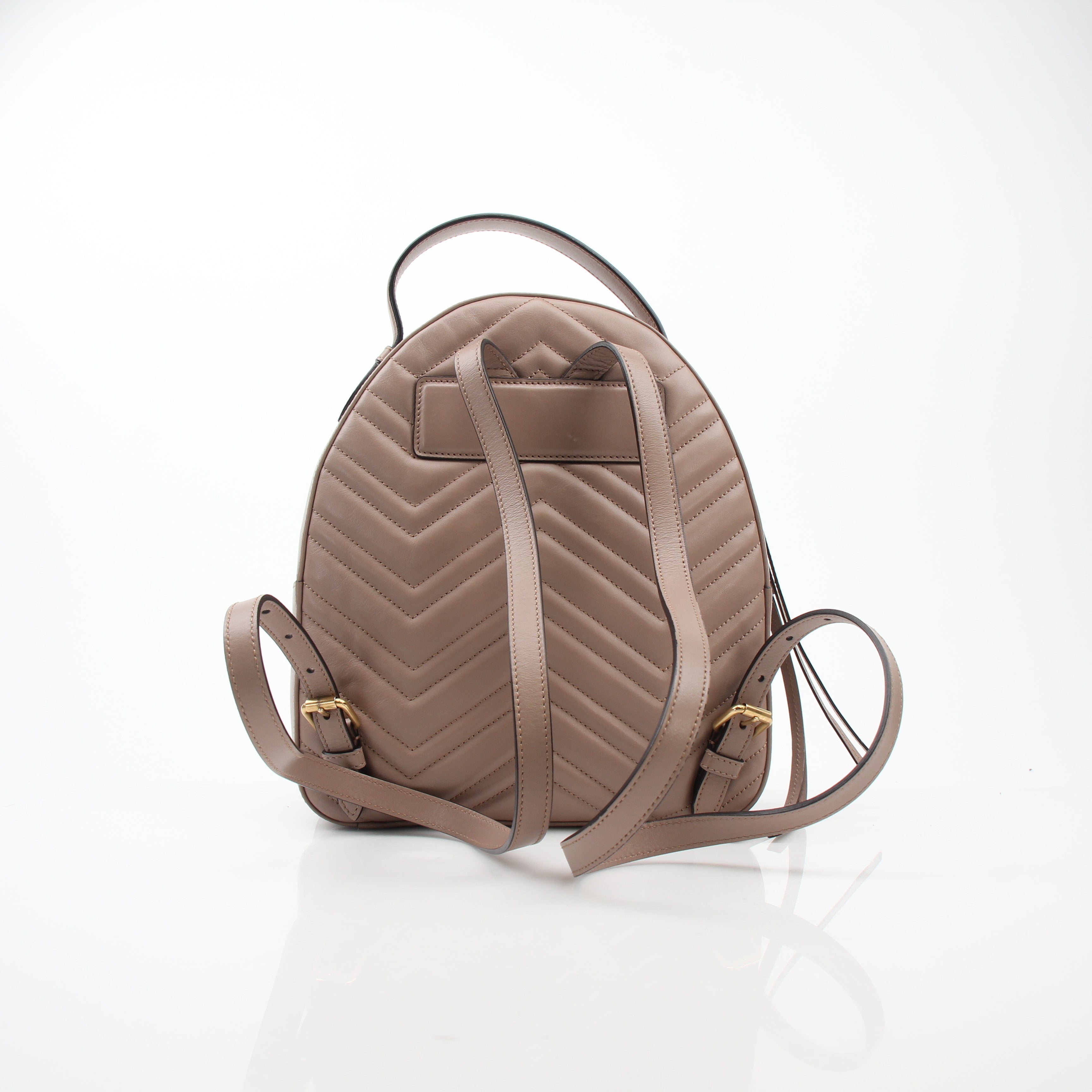 Gucci GG Marmont Matelassé Backpack Pink Beige Leather