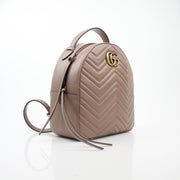 Gucci GG Marmont Matelassé Backpack Pink Beige Leather