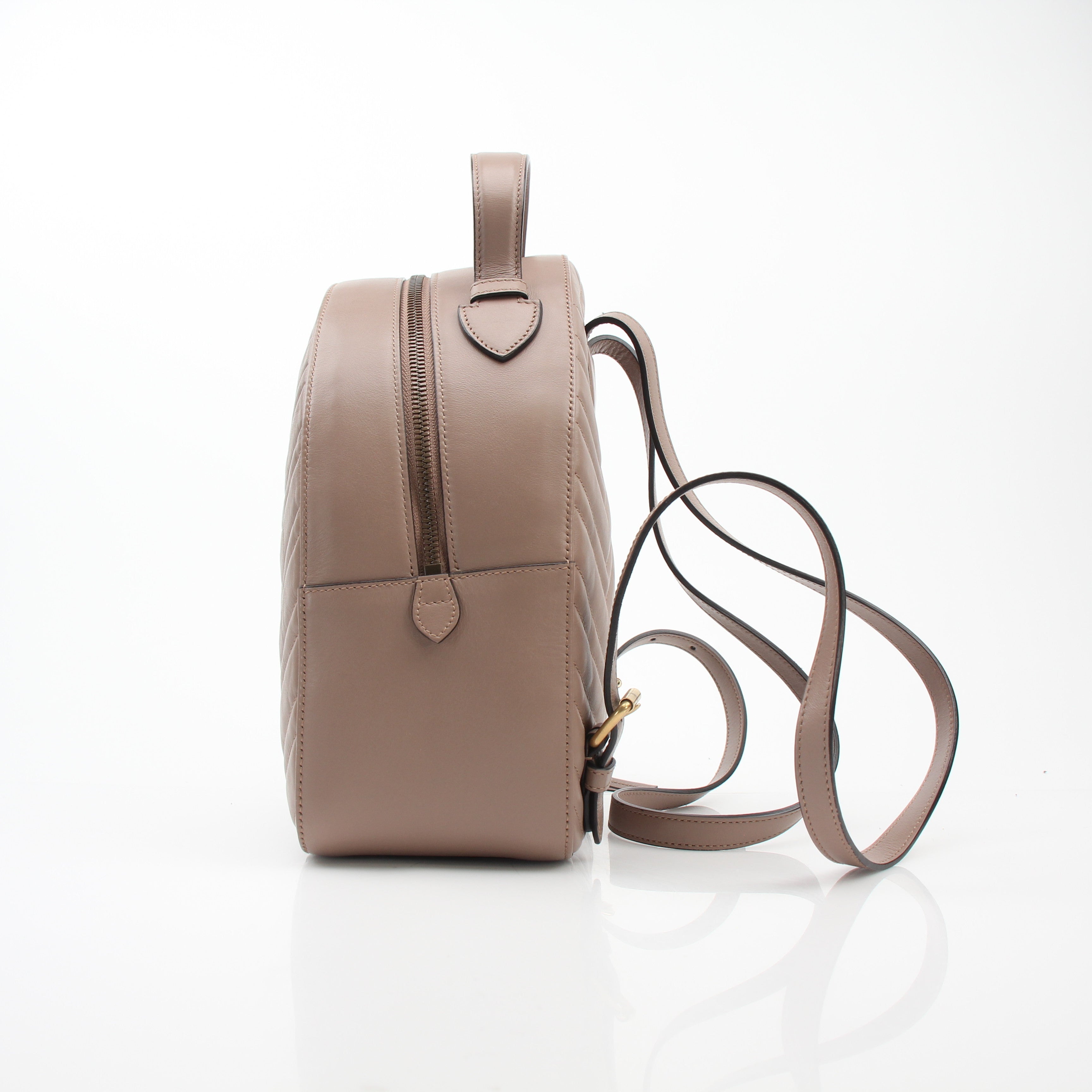 Gucci GG Marmont Matelassé Backpack Pink Beige Leather