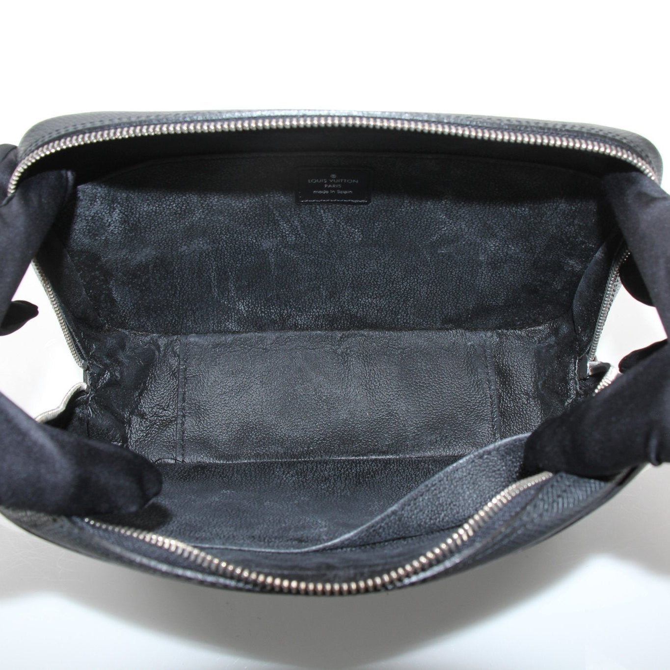 Louis Vuitton black zippy toiletry bag, Gold & Beyond vanity case with sleek design and secure zipper closure.