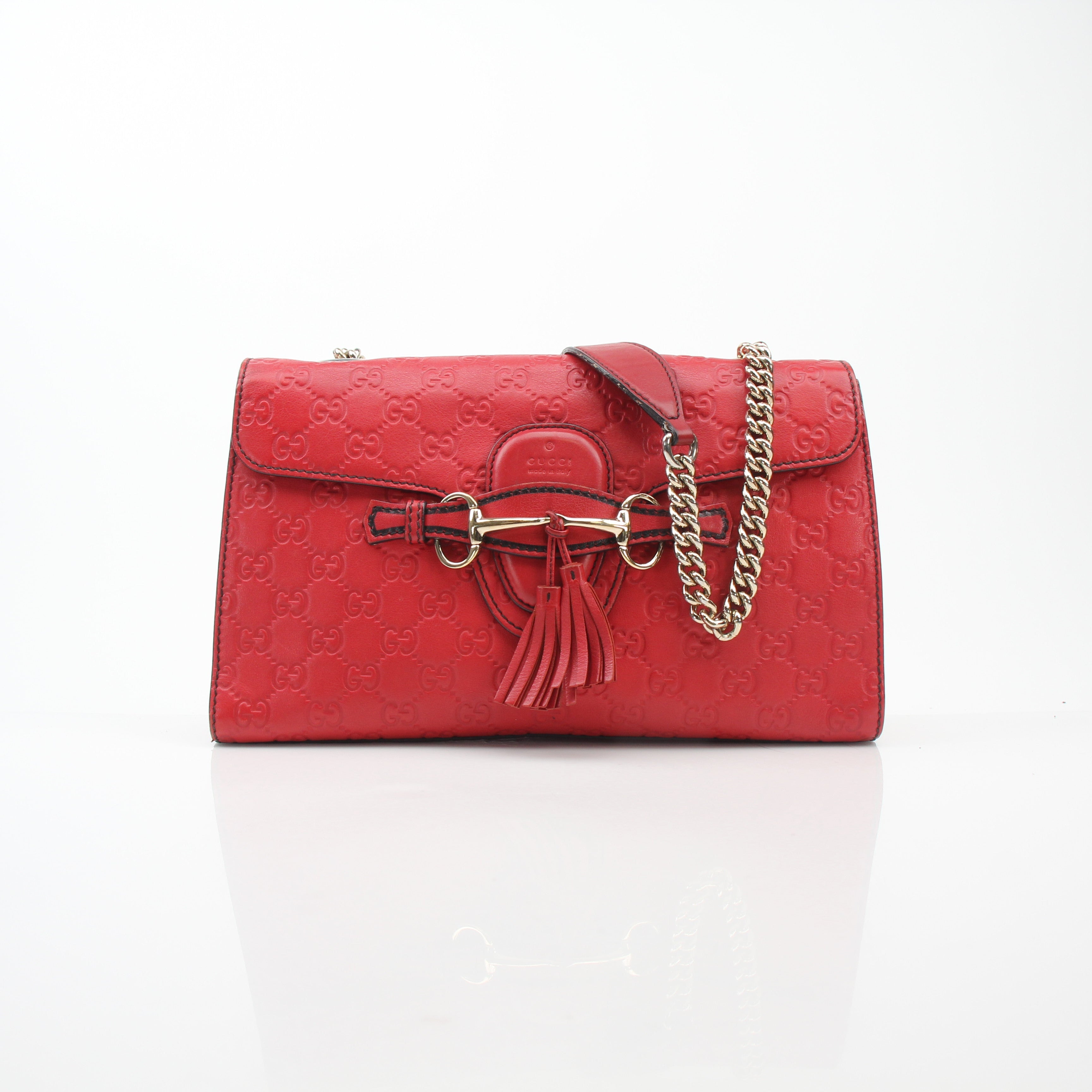 Gucci Emily Red Guccissima Leather Shoulder Bag