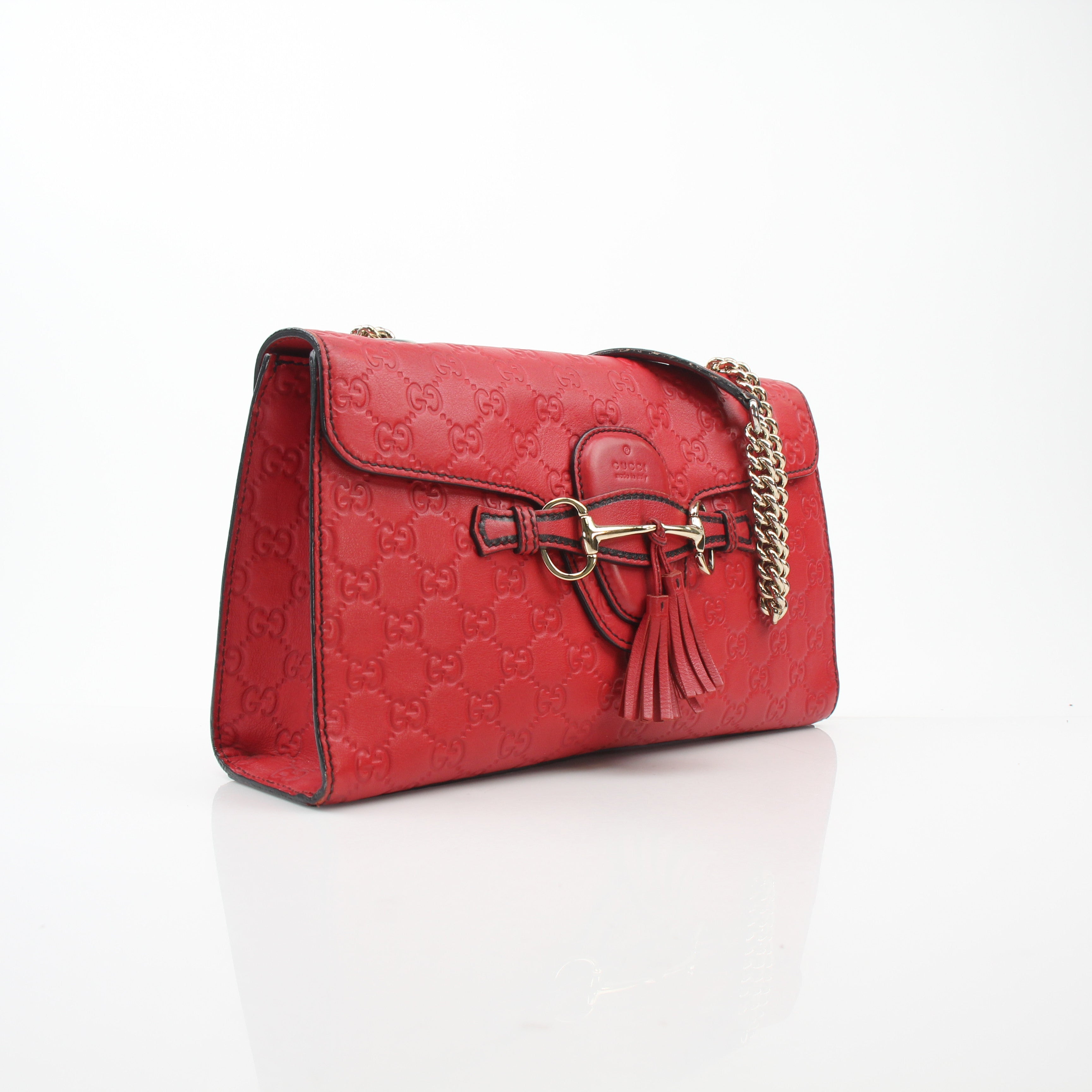 Gucci Emily Red Guccissima Leather Shoulder Bag