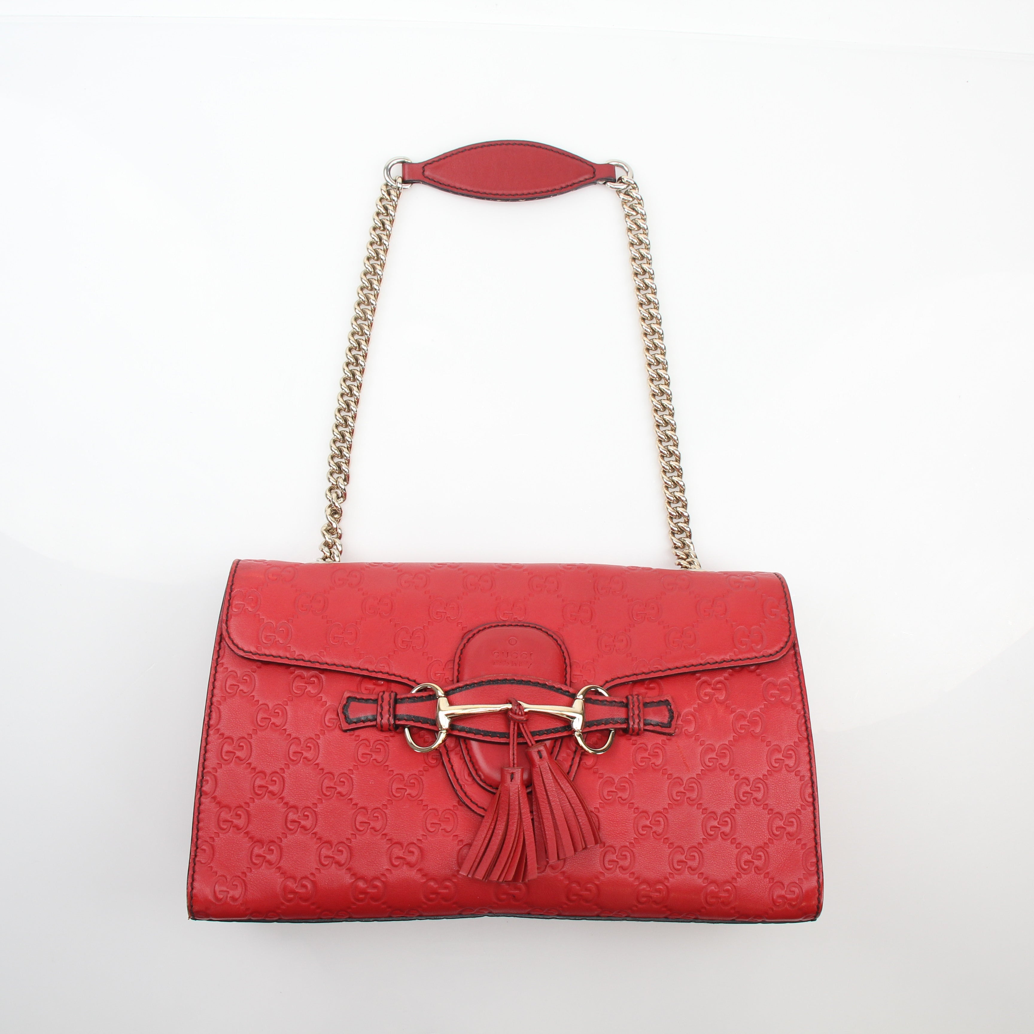 Gucci Emily Red Guccissima Leather Shoulder Bag