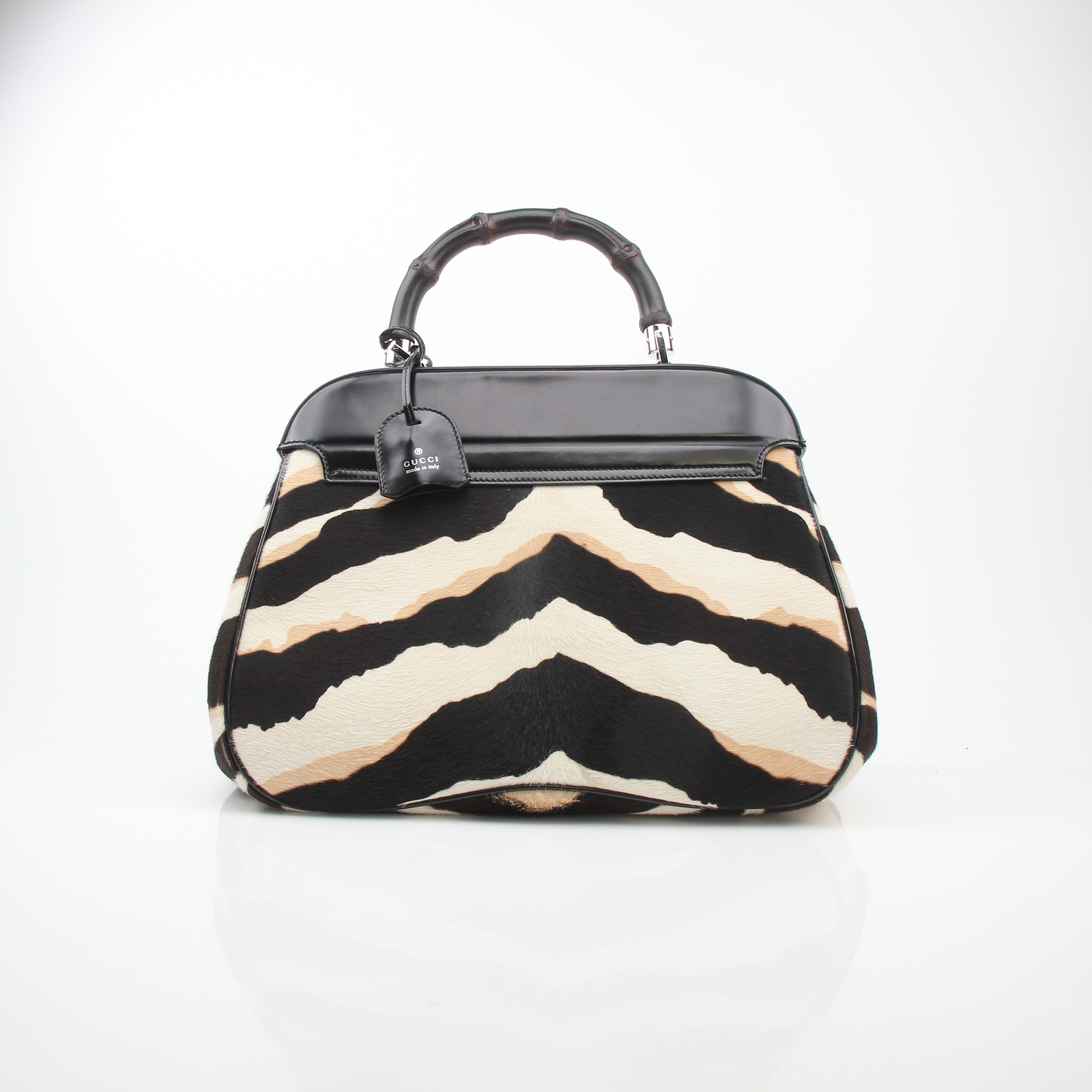 Gucci Lady Lock Zebra Faux Fur Top Handle Bag