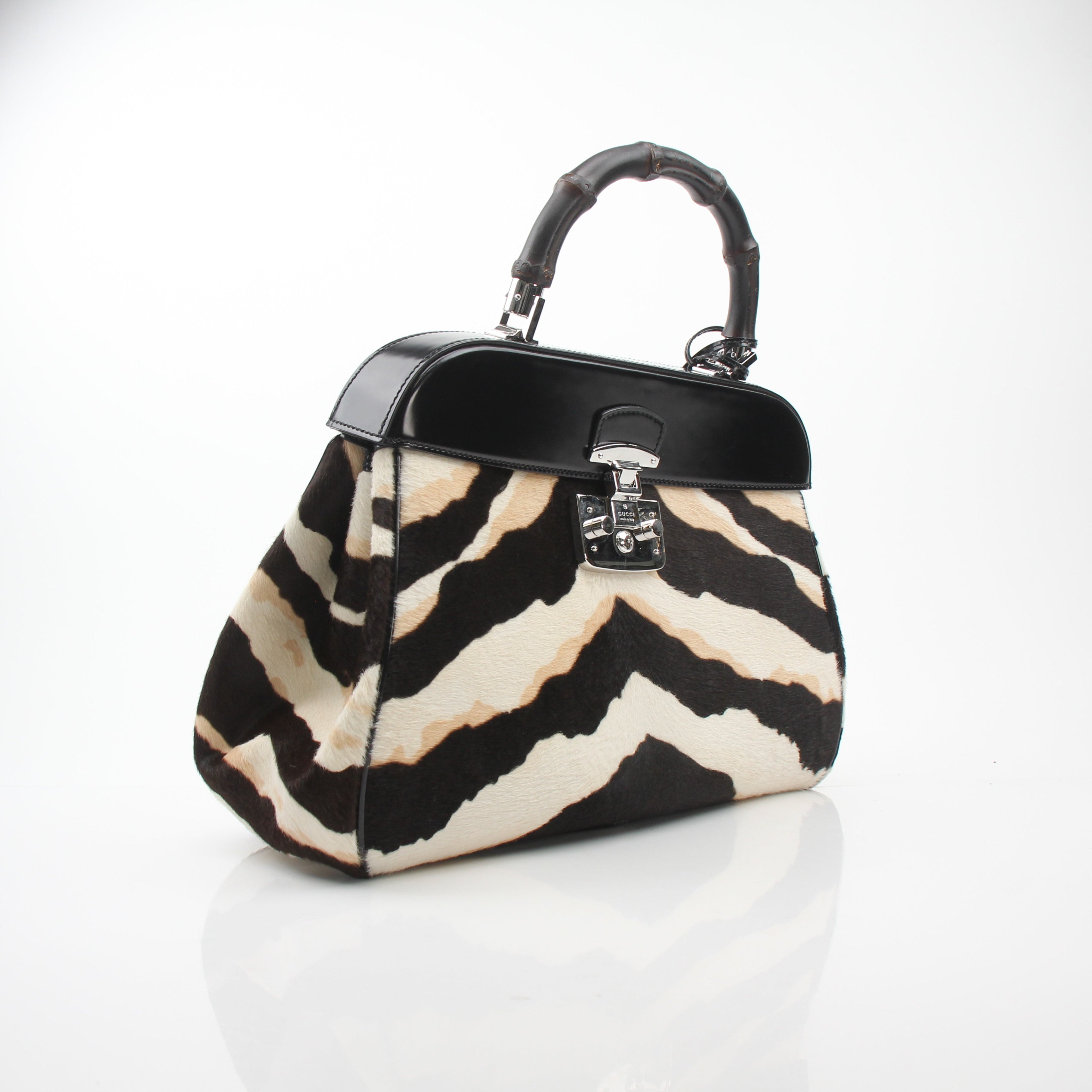 Gucci Lady Lock Zebra Faux Fur Top Handle Bag