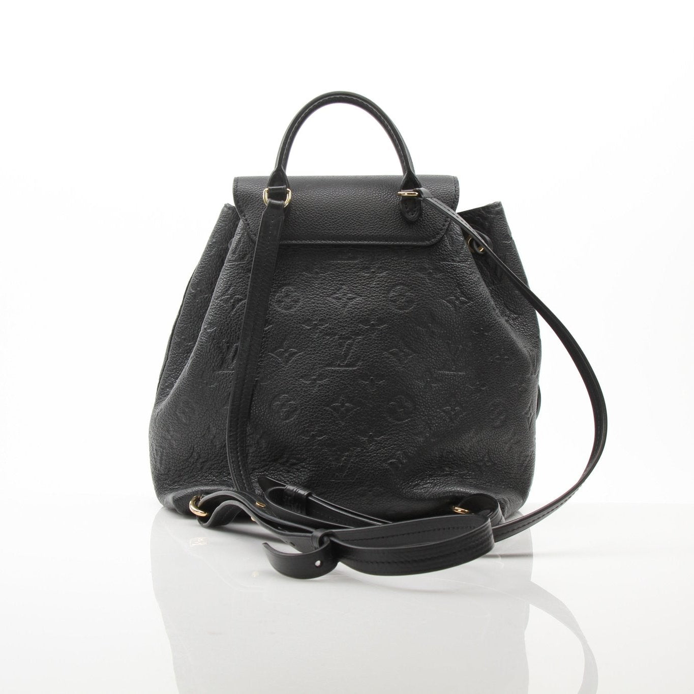 Gold & Beyond Louis Vuitton Mountsouris Backpack, stylish travel bag with leather details and spacious interior, ideal for travel.