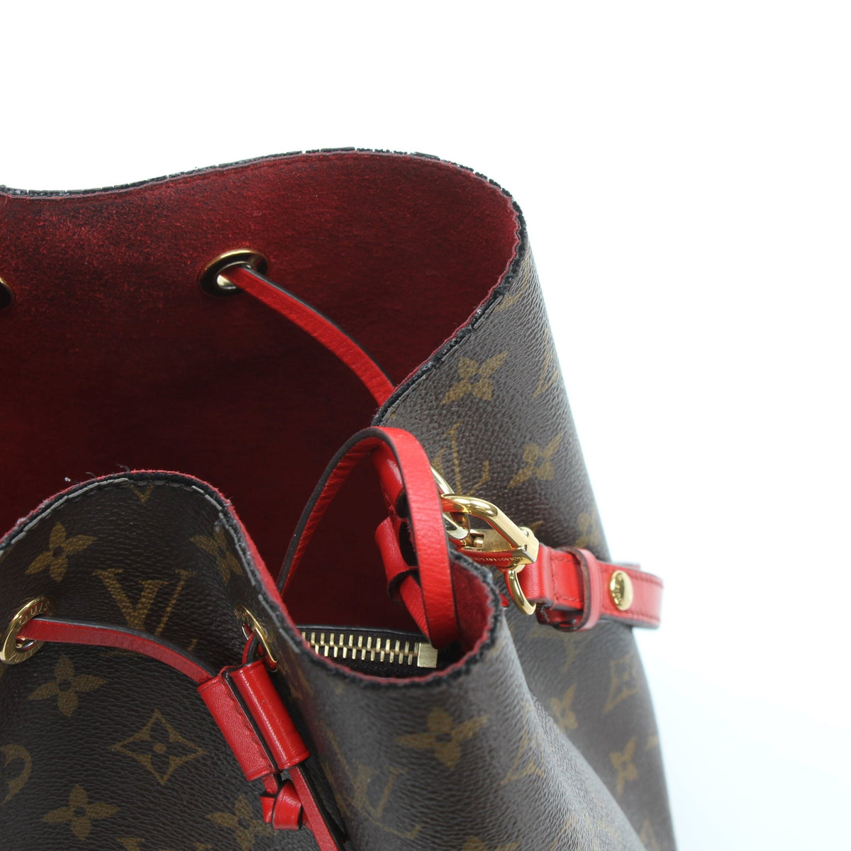 Louis Vuitton NéoNoé MM Monogram Coquelicot red bucket handbag by Gold & Beyond