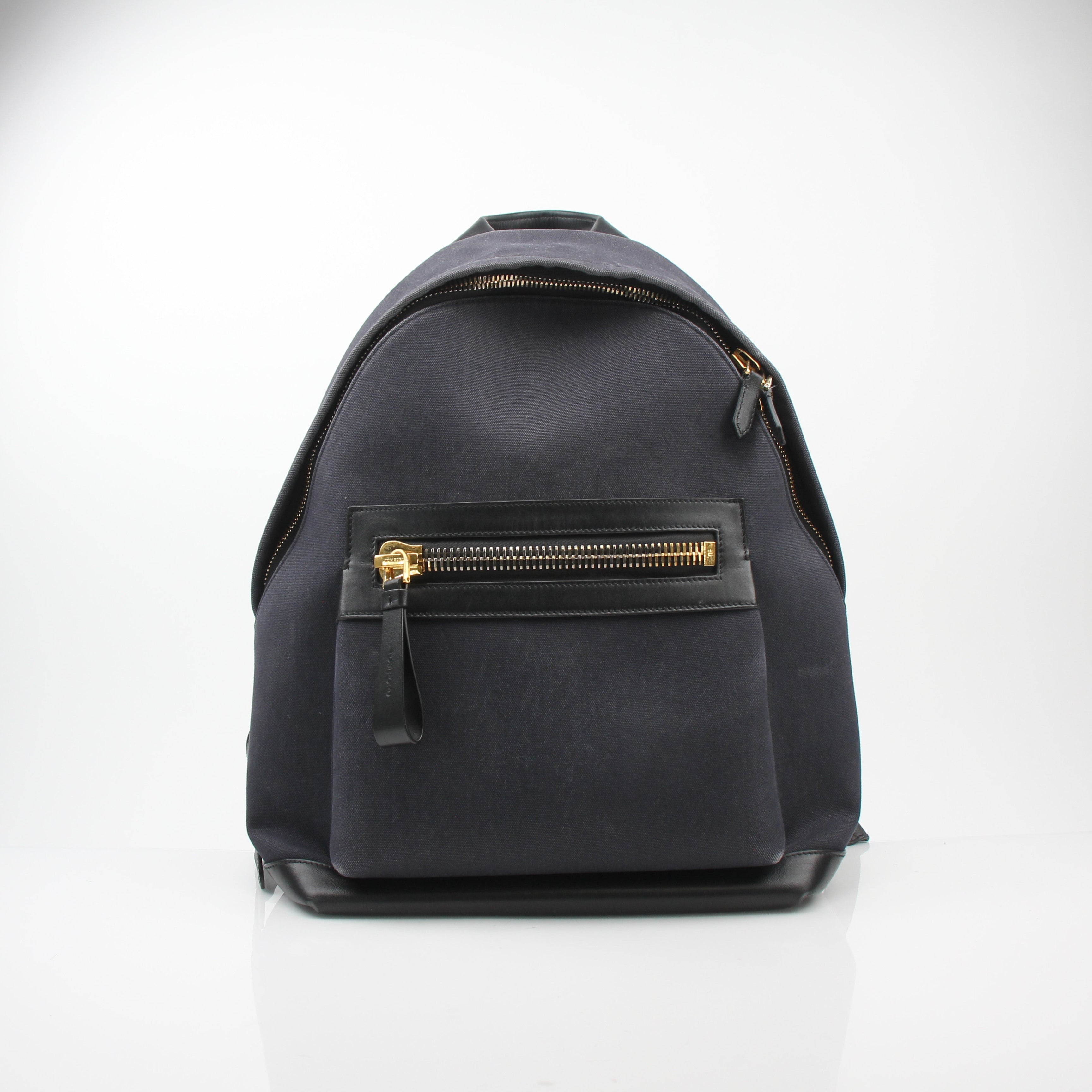 Tom Ford Buckley Navy Cotton Backpack