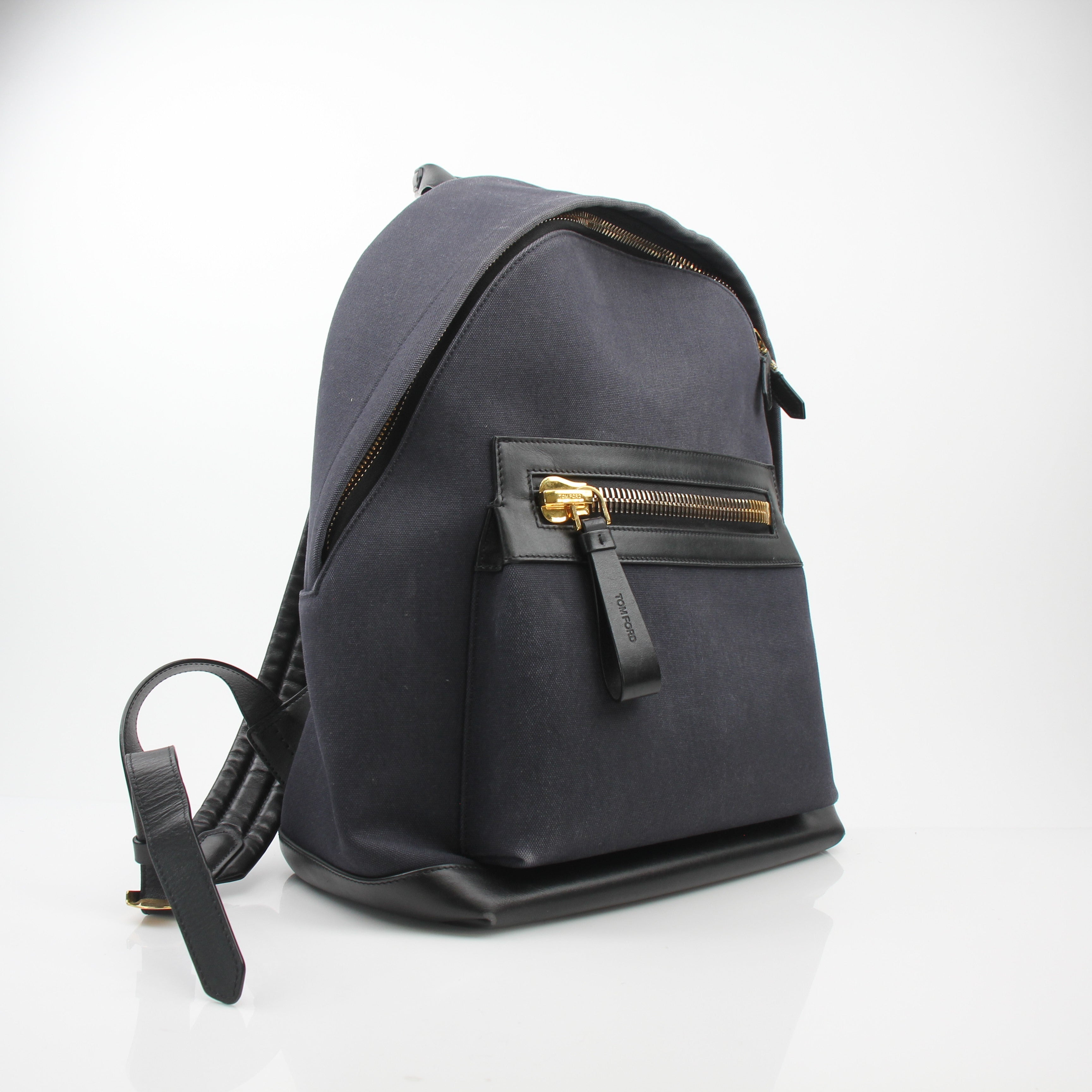 Tom Ford Buckley Navy Cotton Backpack