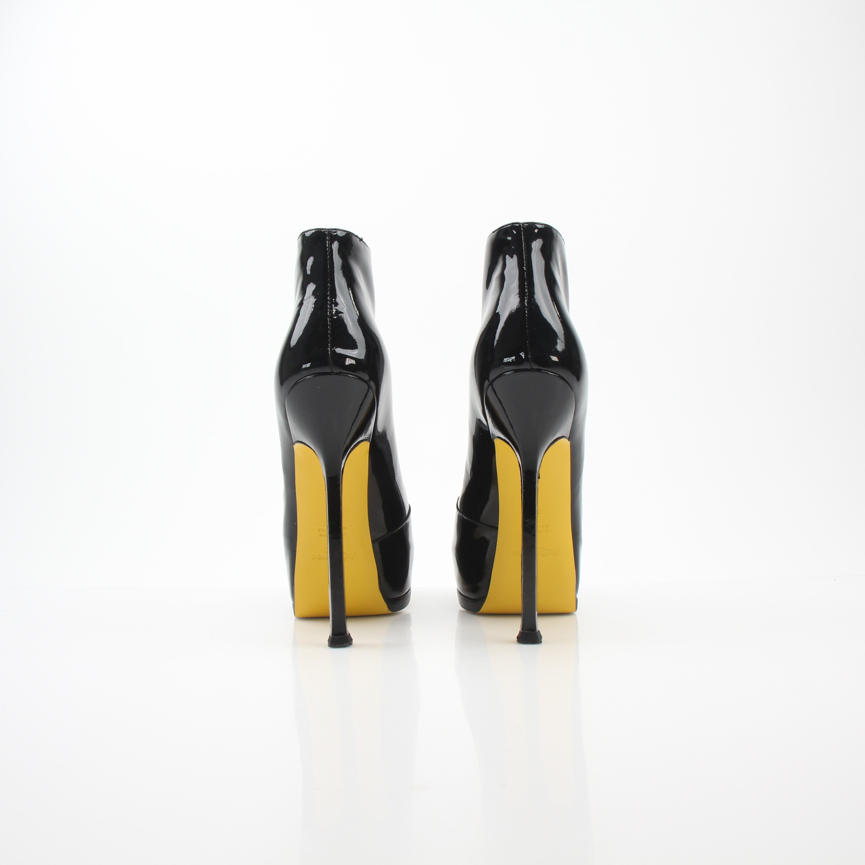Saint Laurent Tribute Black Patent Leather Platform Ankle Boots