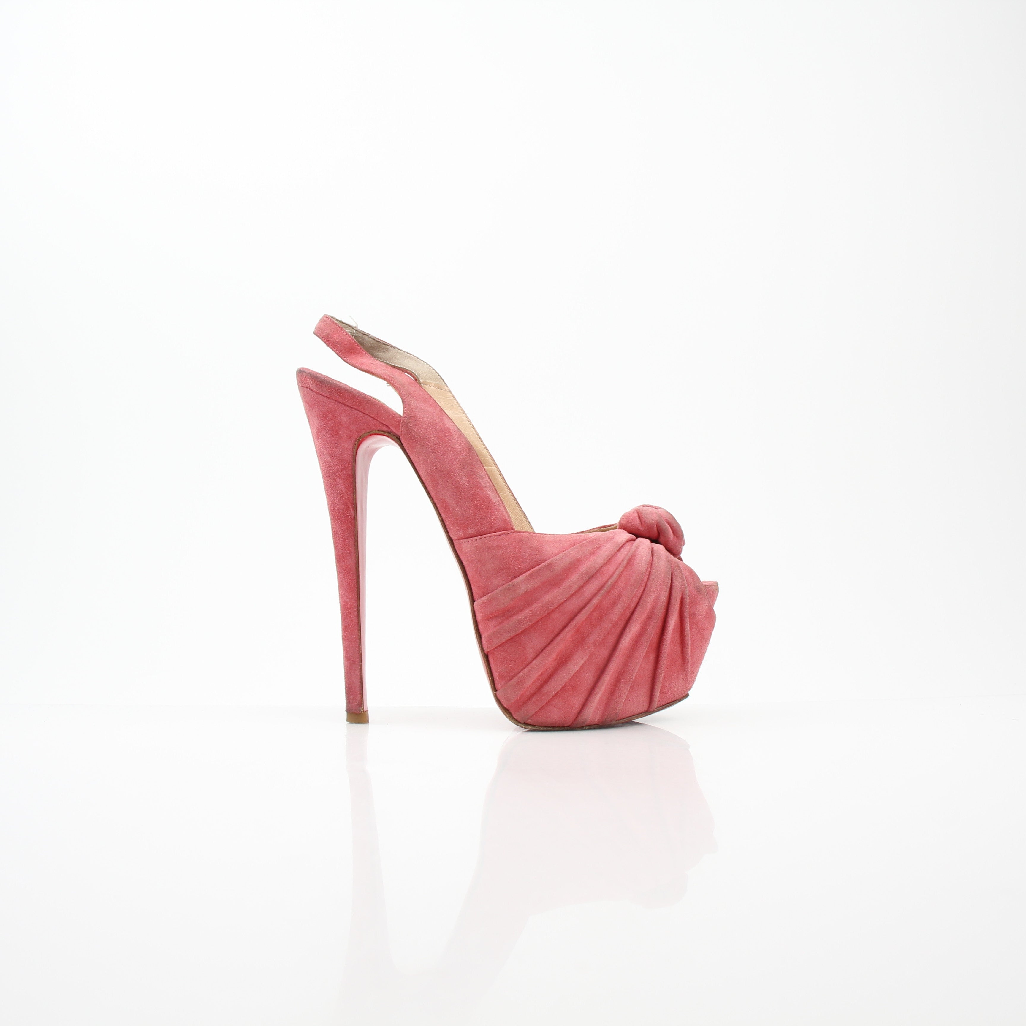 Christian Louboutin Jenny Pink Suede Slingback Platform Pumps