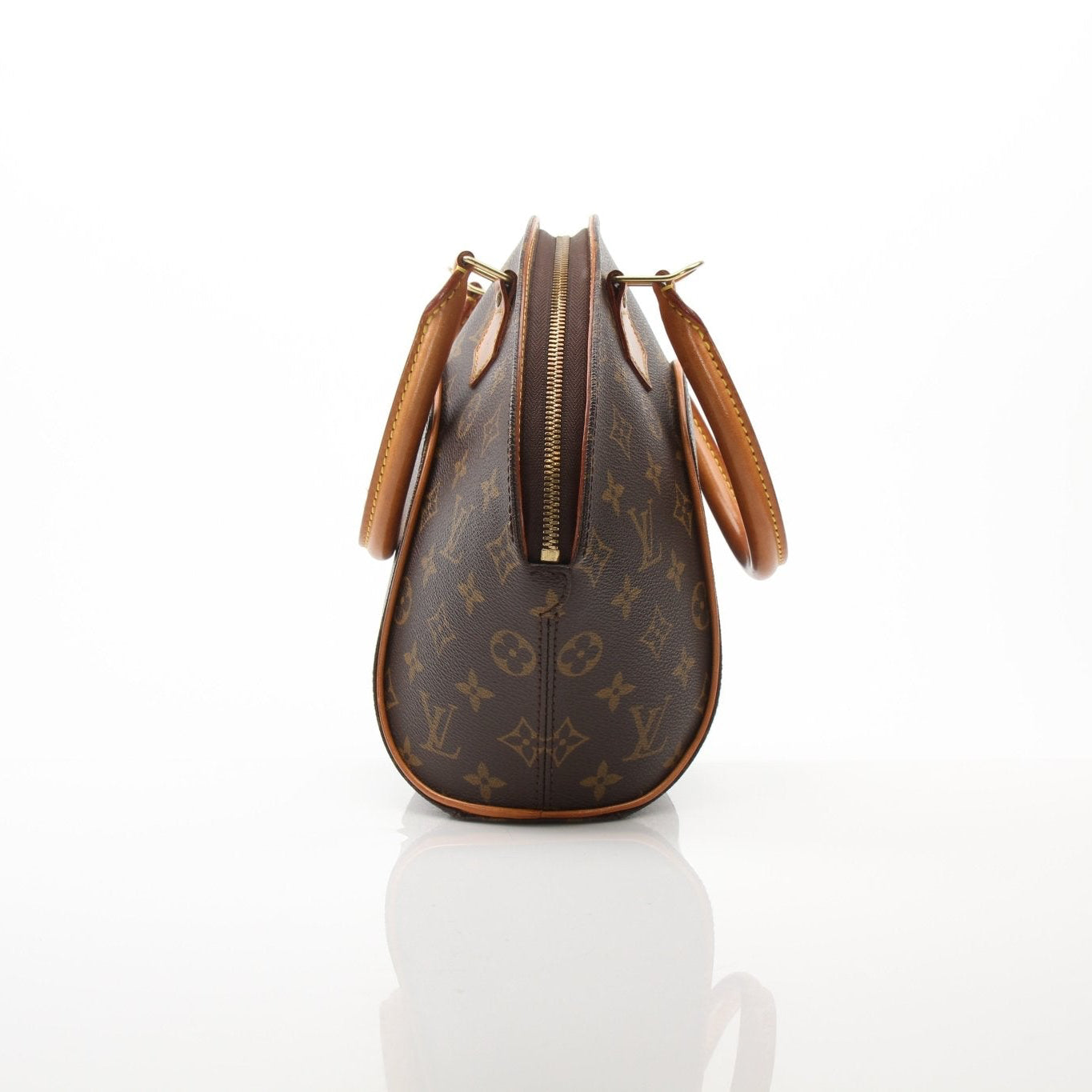 Louis Vuitton Ellipse PM top handle handbag with gold hardware, featuring a structured design and leather finish, by Gold & Beyond.