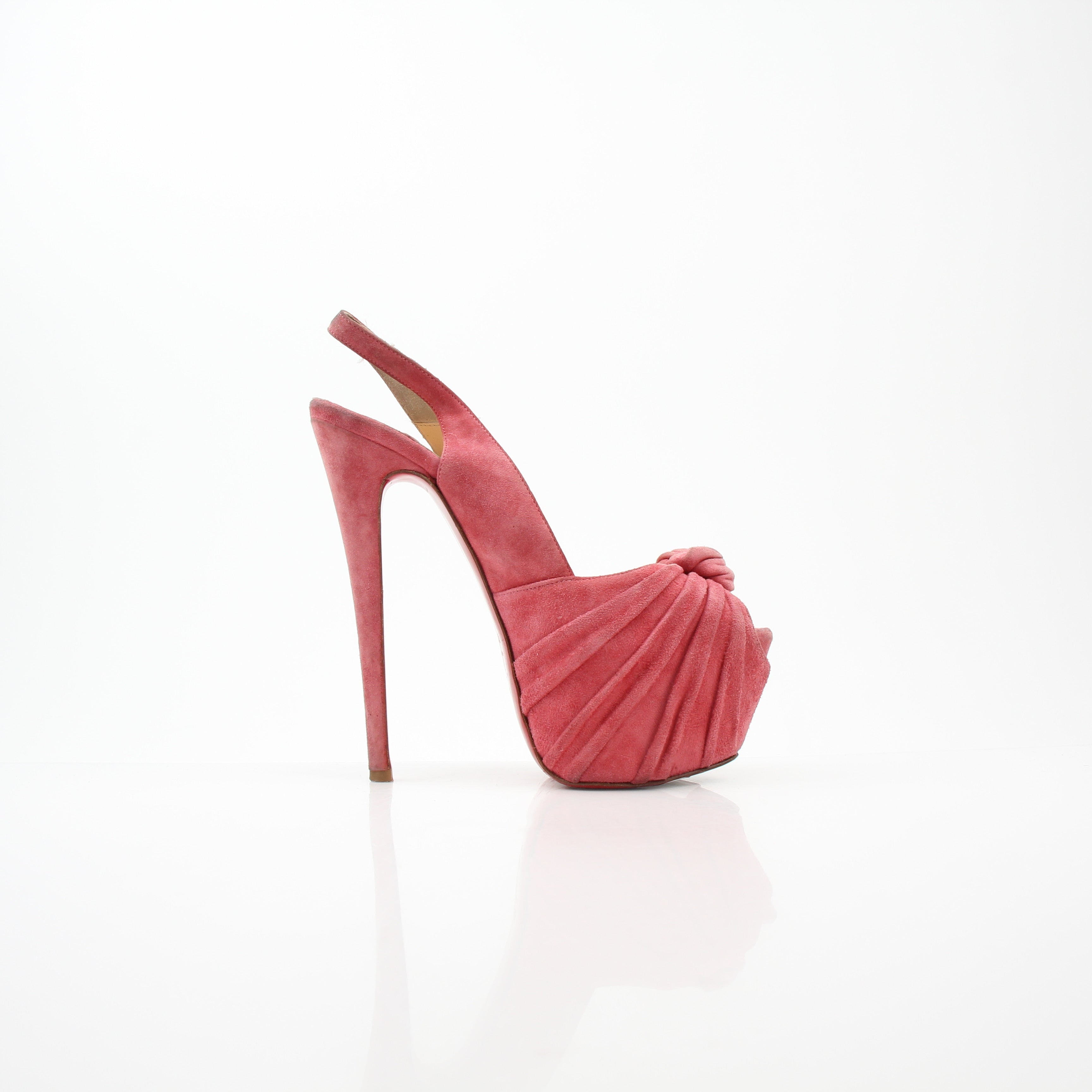 Christian Louboutin Jenny Pink Suede Slingback Platform Pumps