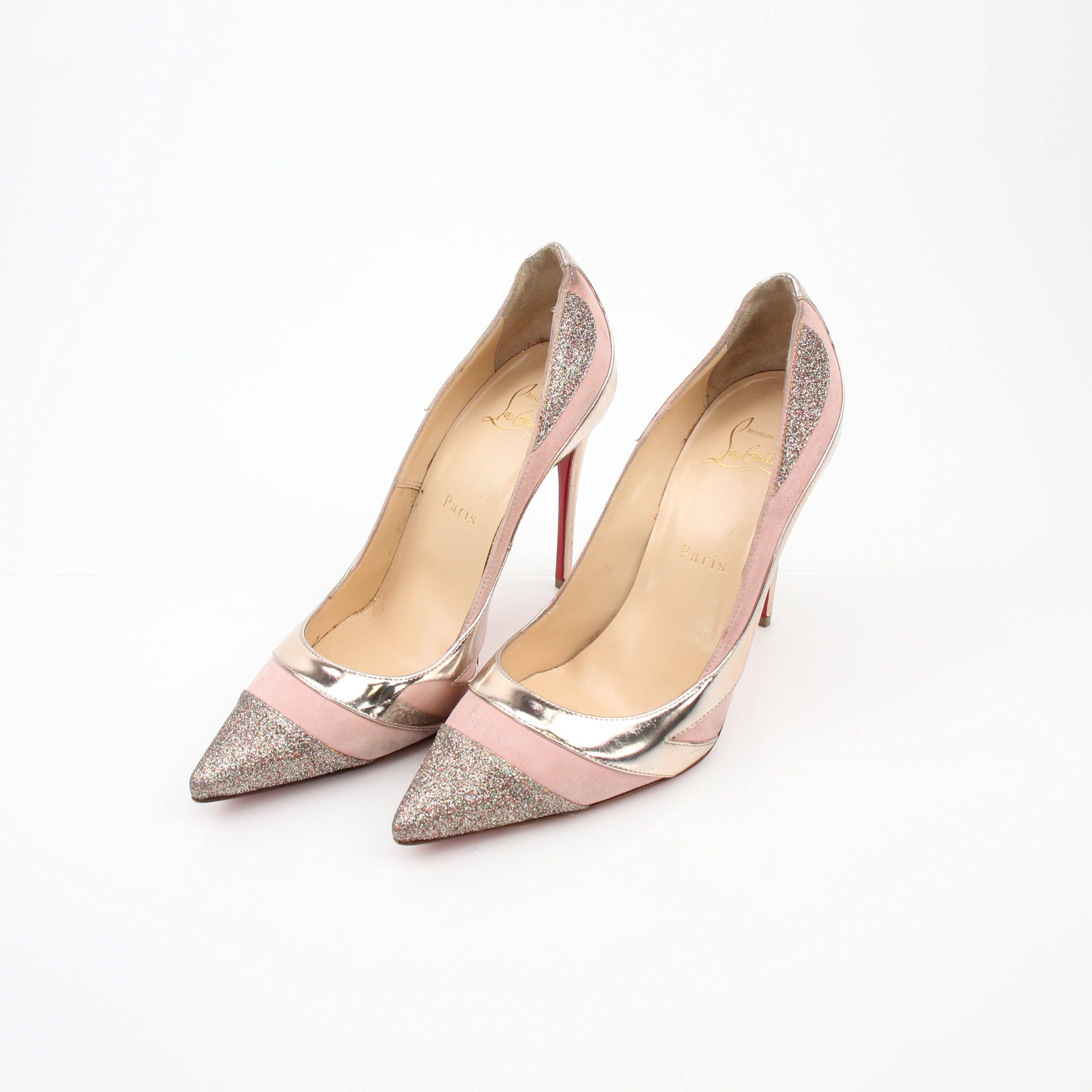 Christian Louboutin Youlahop Glitter Metallic Pink Pumps