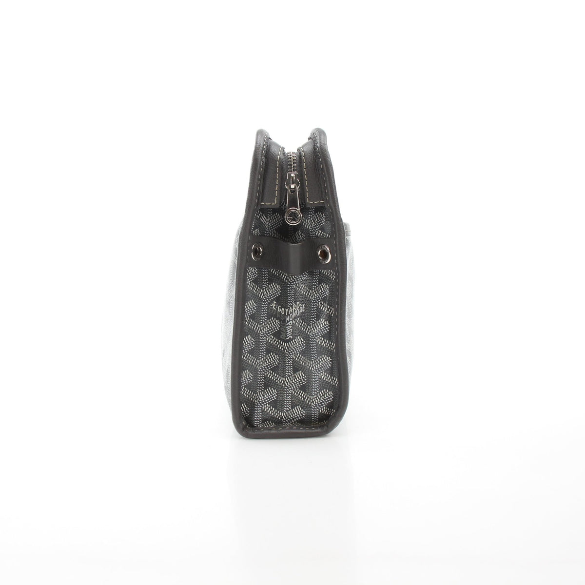 Goyard Jouvence MM toiletry bag in gray Goyardine canvas with structured handbag design