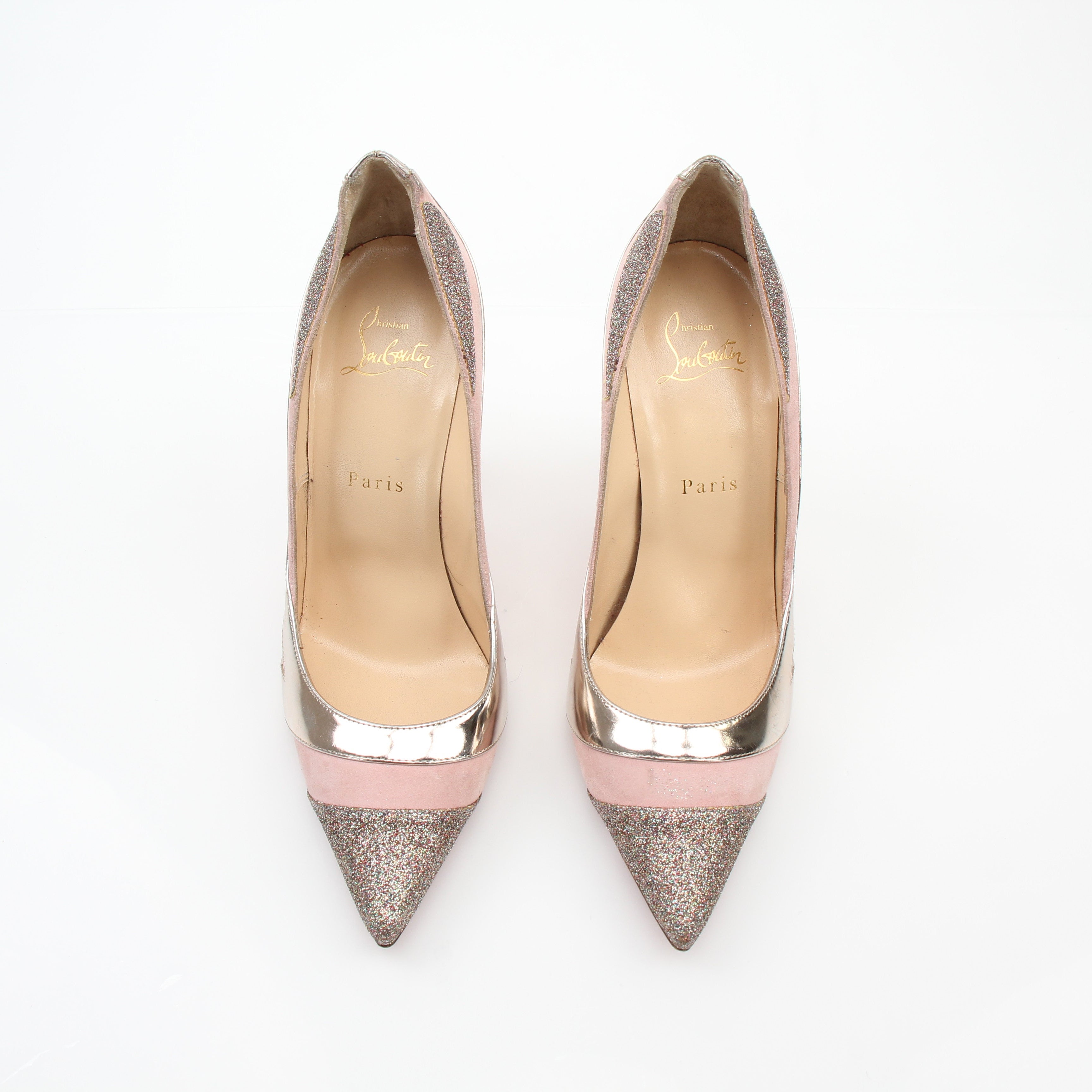 Christian Louboutin Youlahop Glitter Metallic Pink Pumps