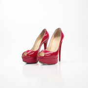 Christian Louboutin Lady Peep Red Patent Leather Pumps