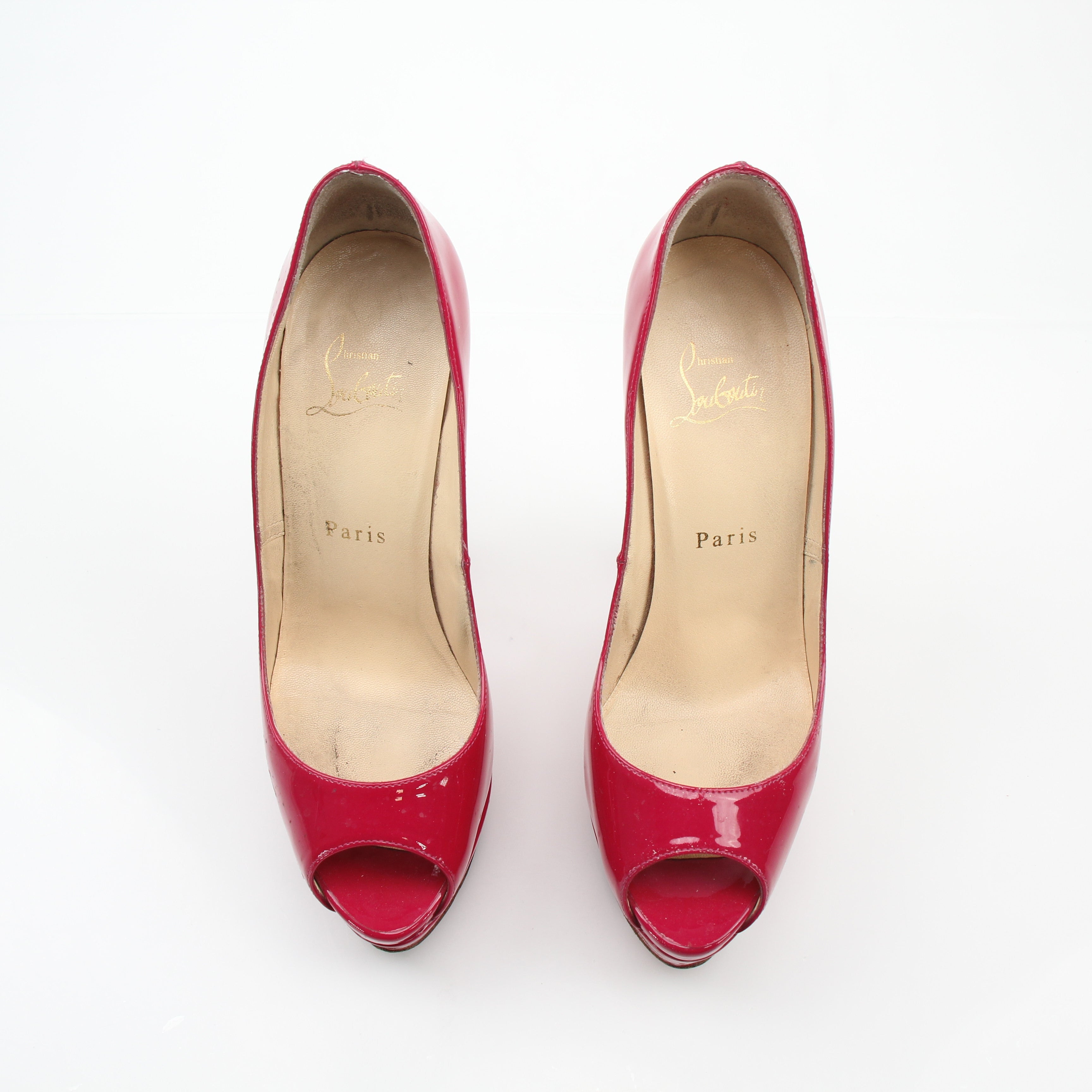 Christian Louboutin Lady Peep Red Patent Leather Pumps