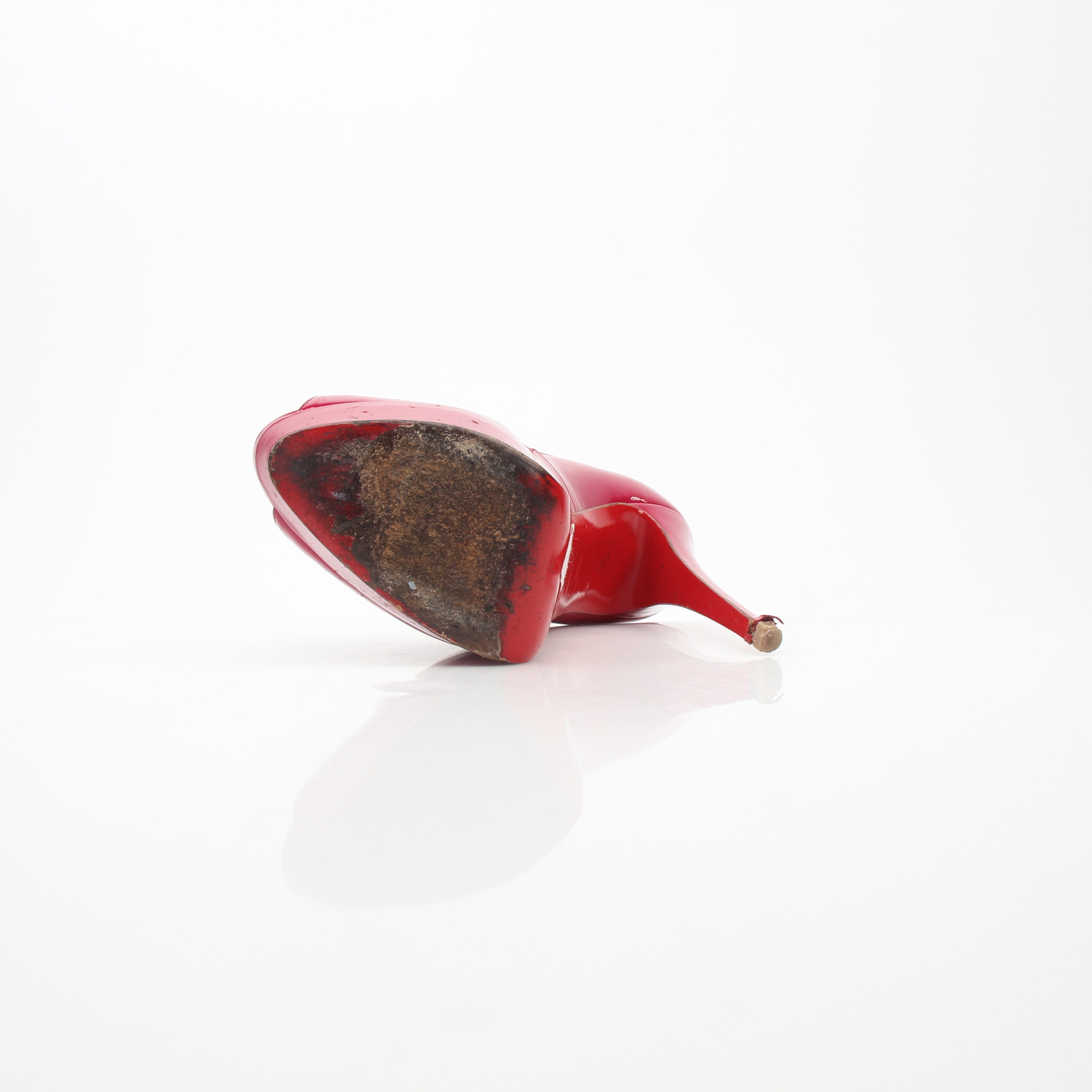 Christian Louboutin Lady Peep Red Patent Leather Pumps