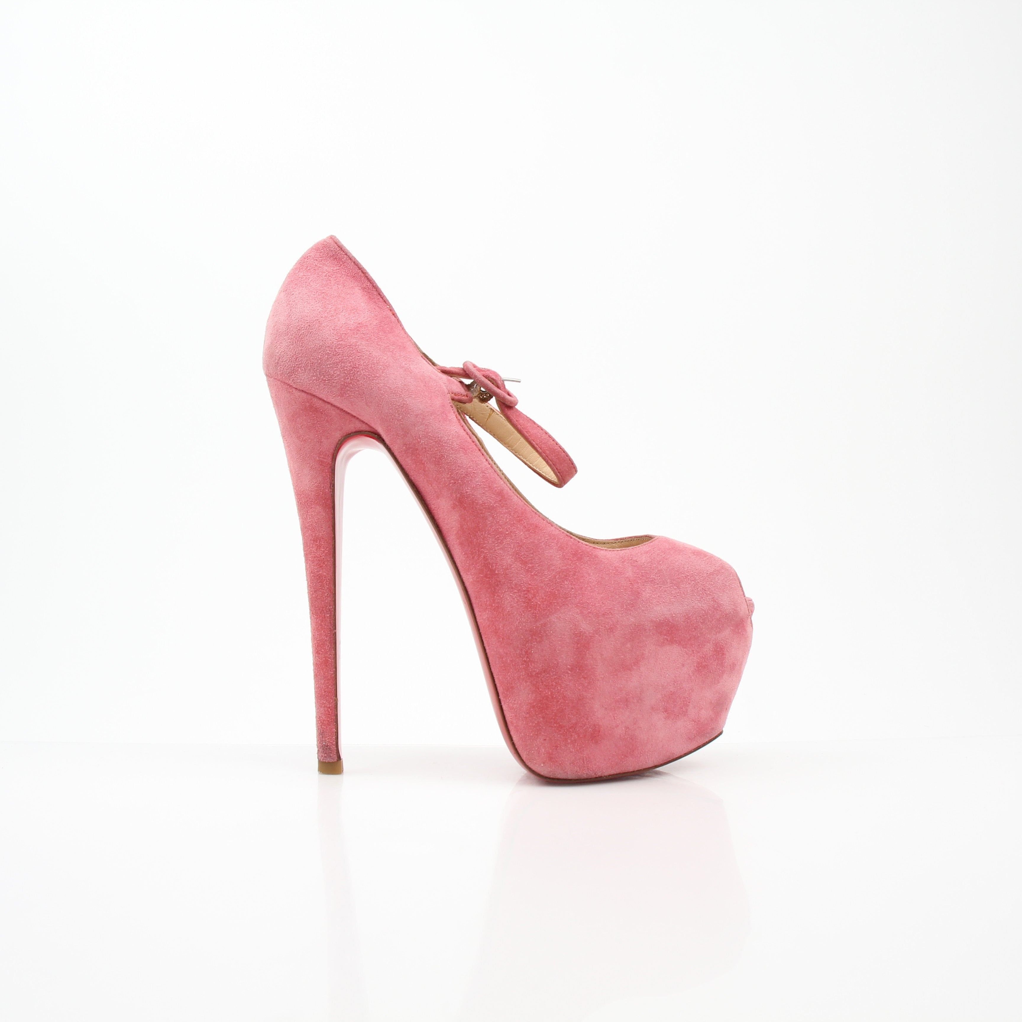 Christian Louboutin Daffodile Lady Day Pink Suede Platform Pumps