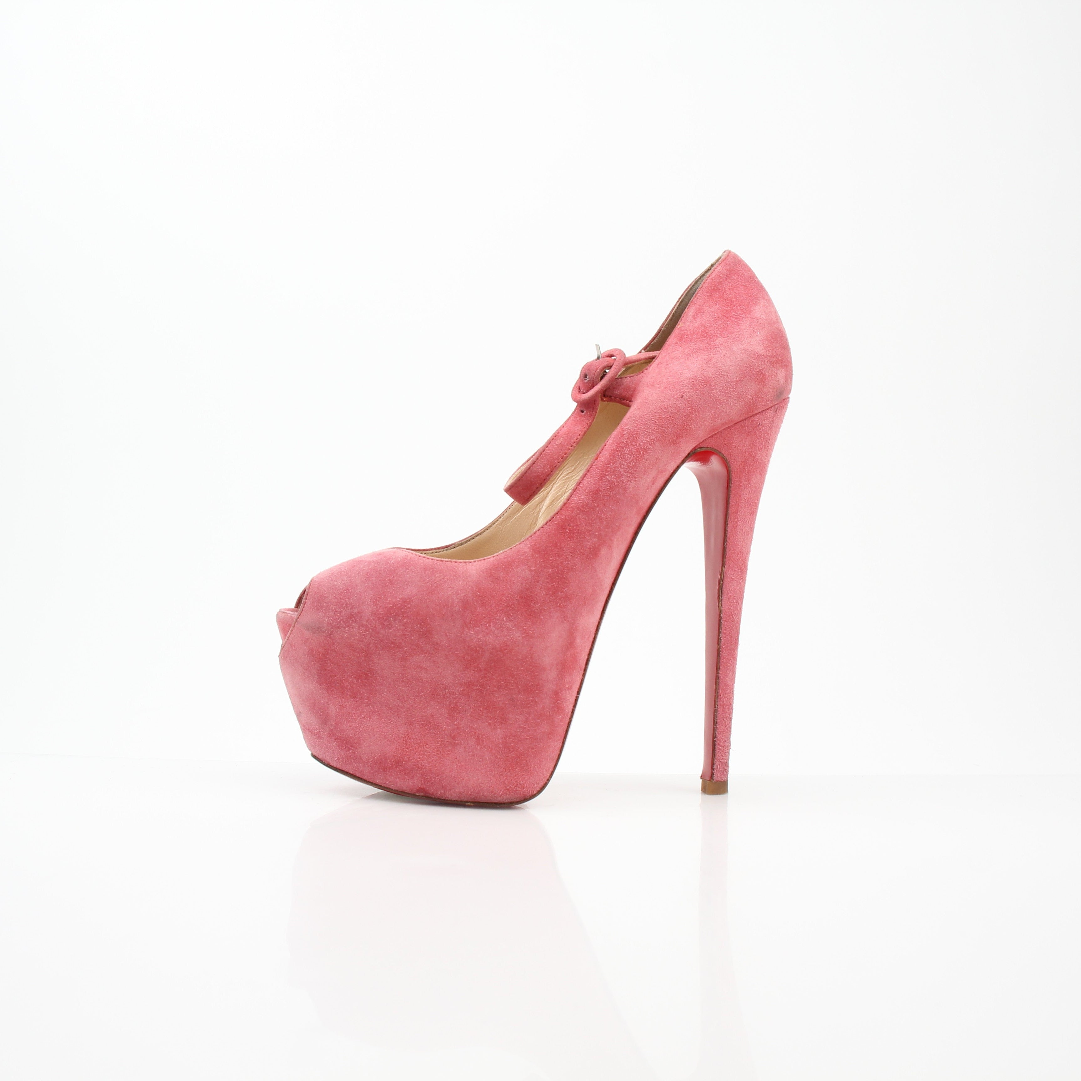 Christian Louboutin Daffodile Lady Day Pink Suede Platform Pumps
