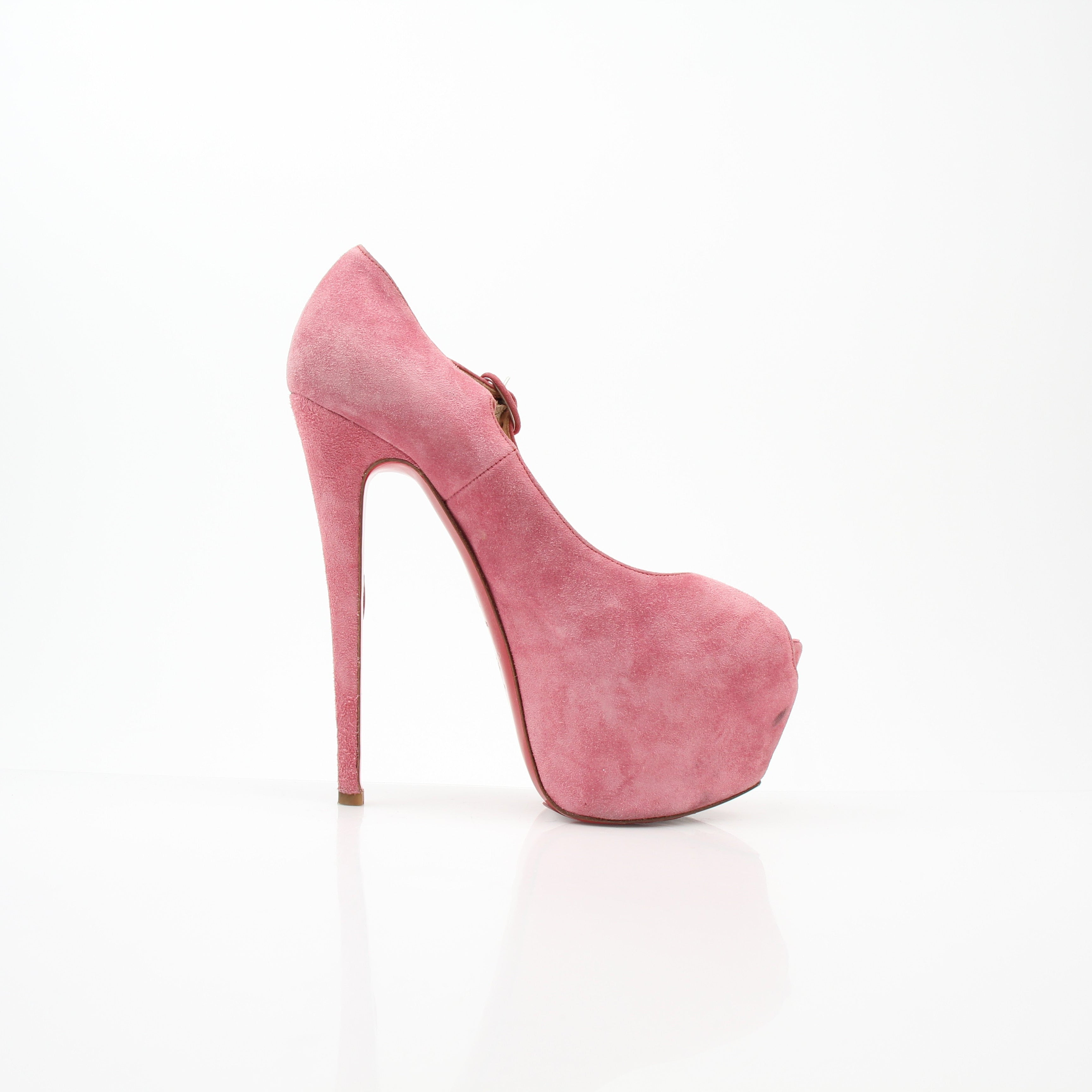 Christian Louboutin Daffodile Lady Day Pink Suede Platform Pumps