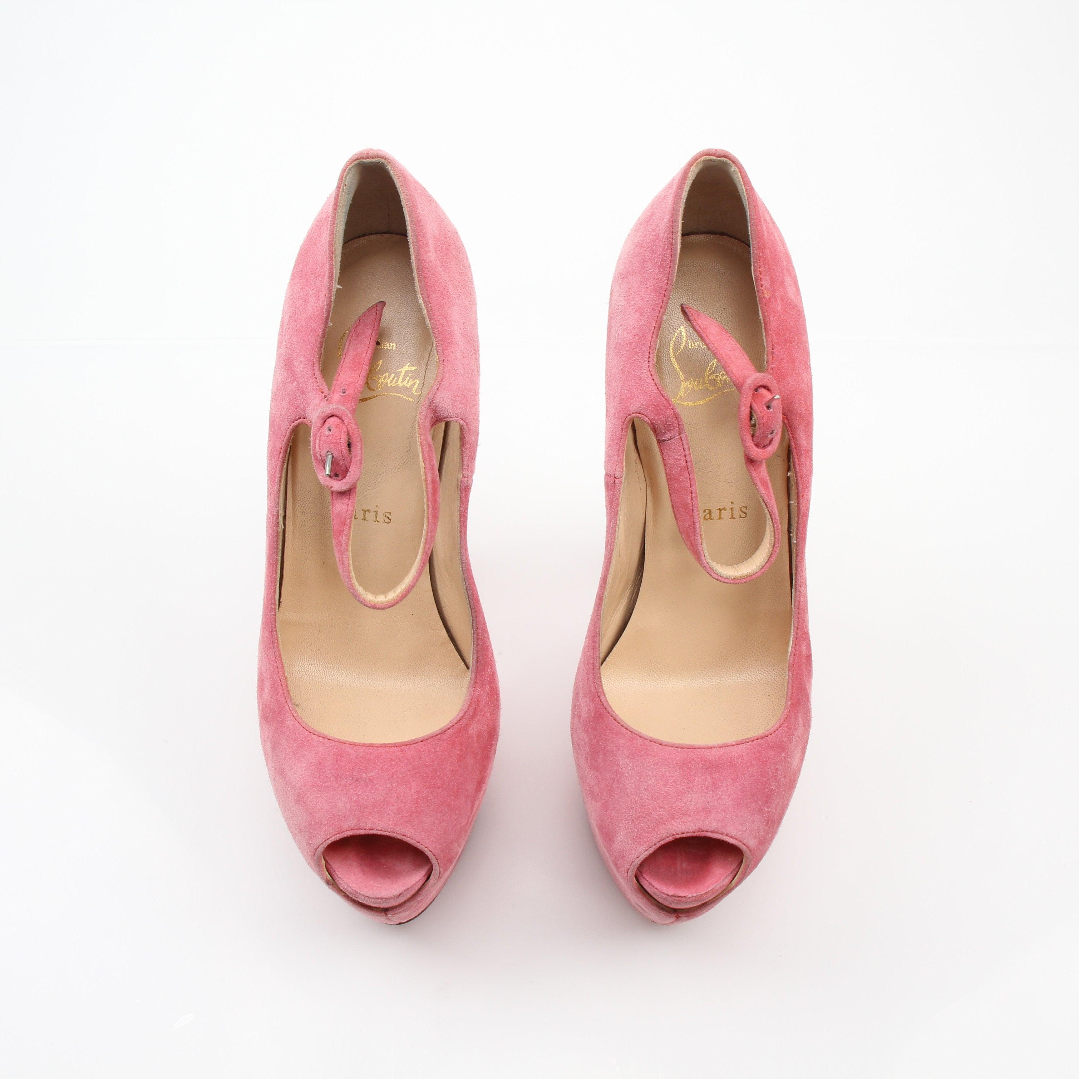 Christian Louboutin Daffodile Lady Day Pink Suede Platform Pumps