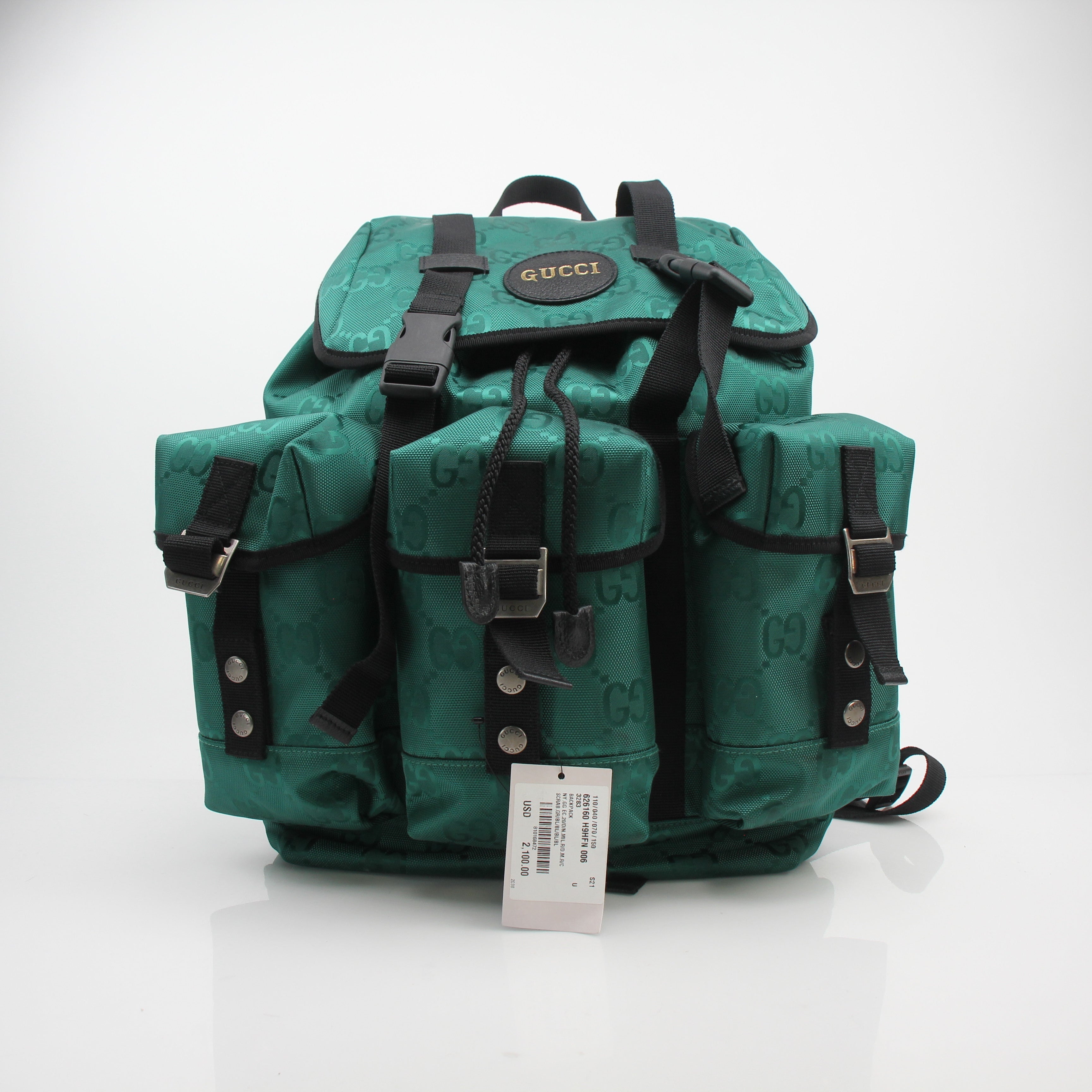 Gucci Off The Grid Green GG Nylon Backpack