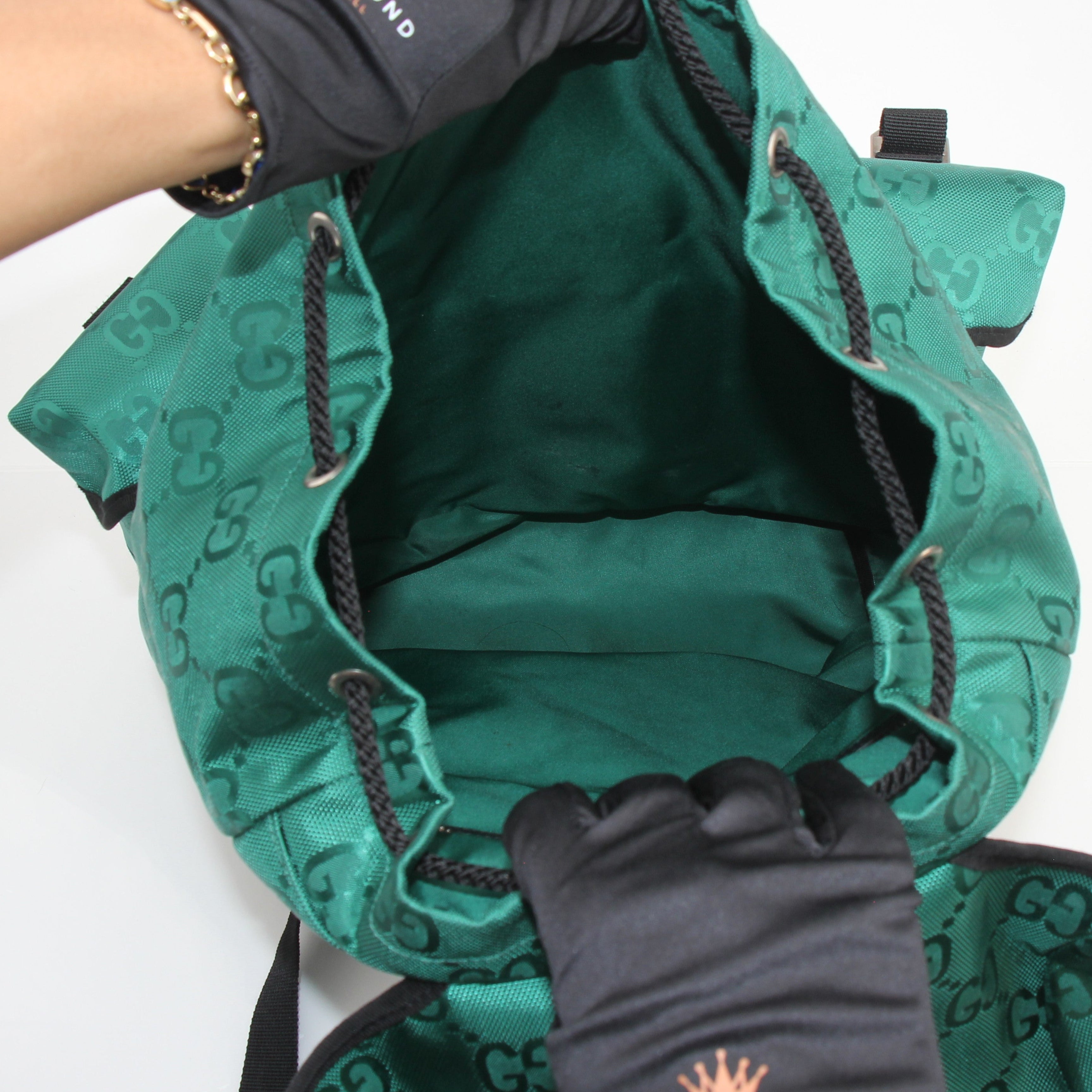 Gucci Off The Grid Green GG Nylon Backpack