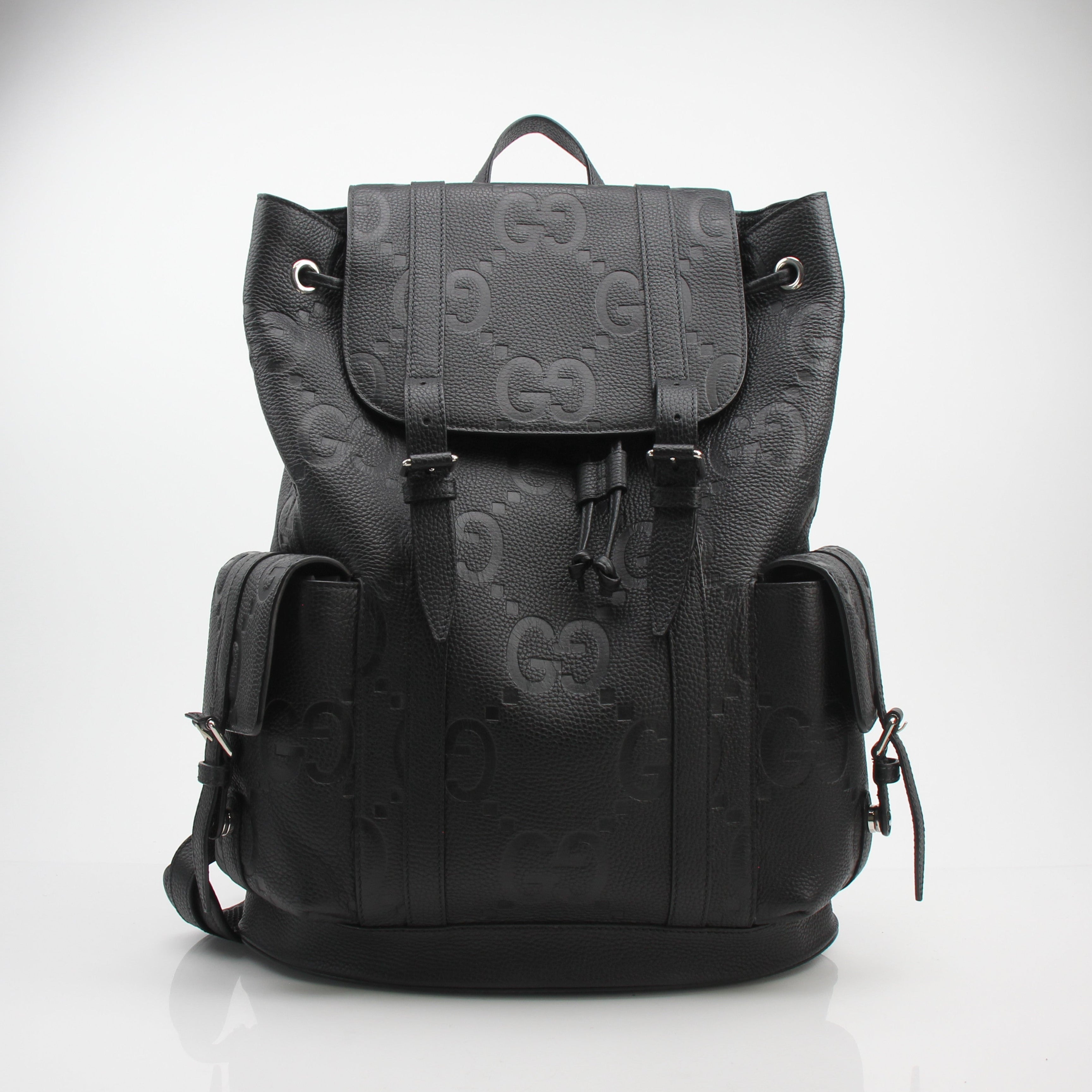 Gucci Jumbo GG Black Leather Backpack