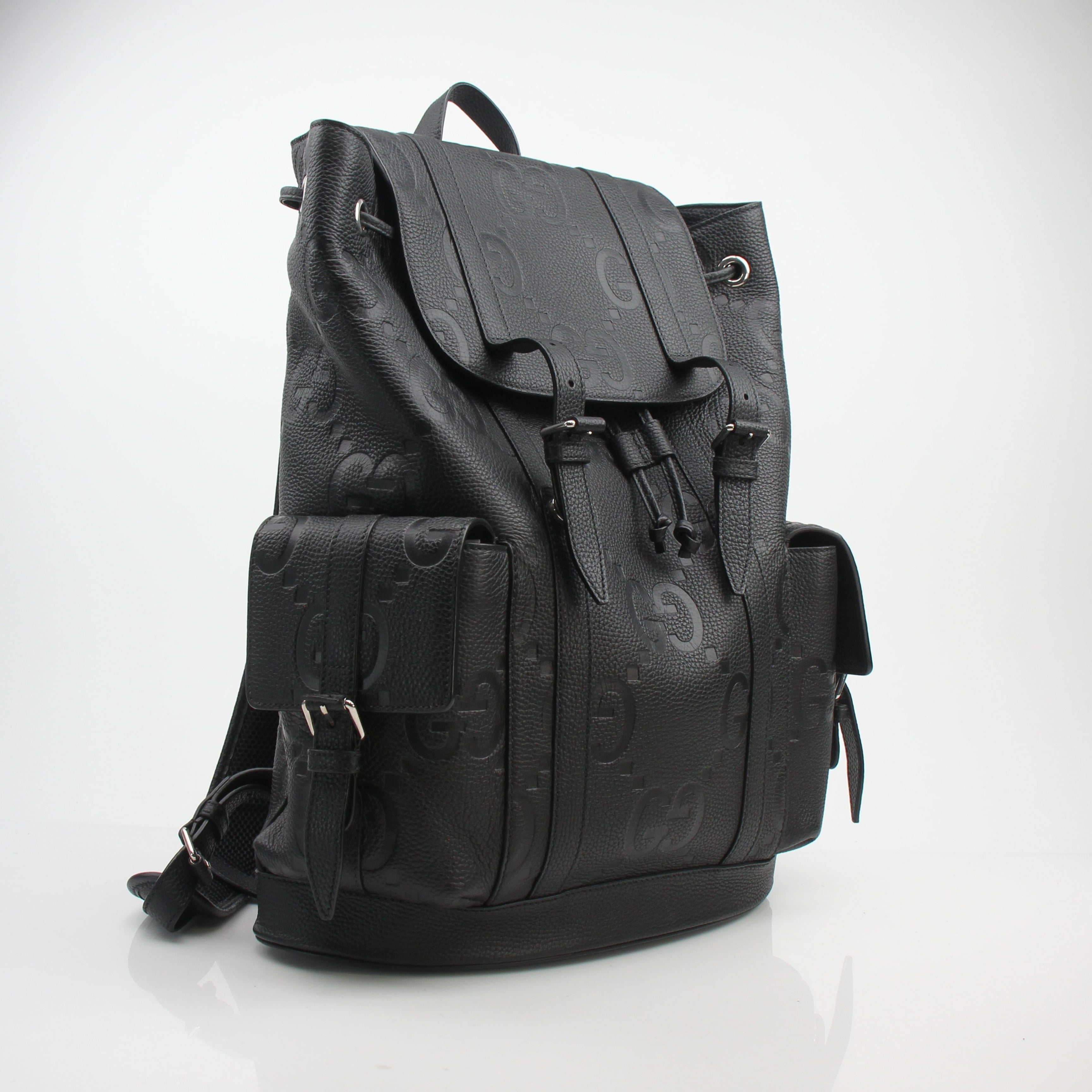 Gucci Jumbo GG Black Leather Backpack
