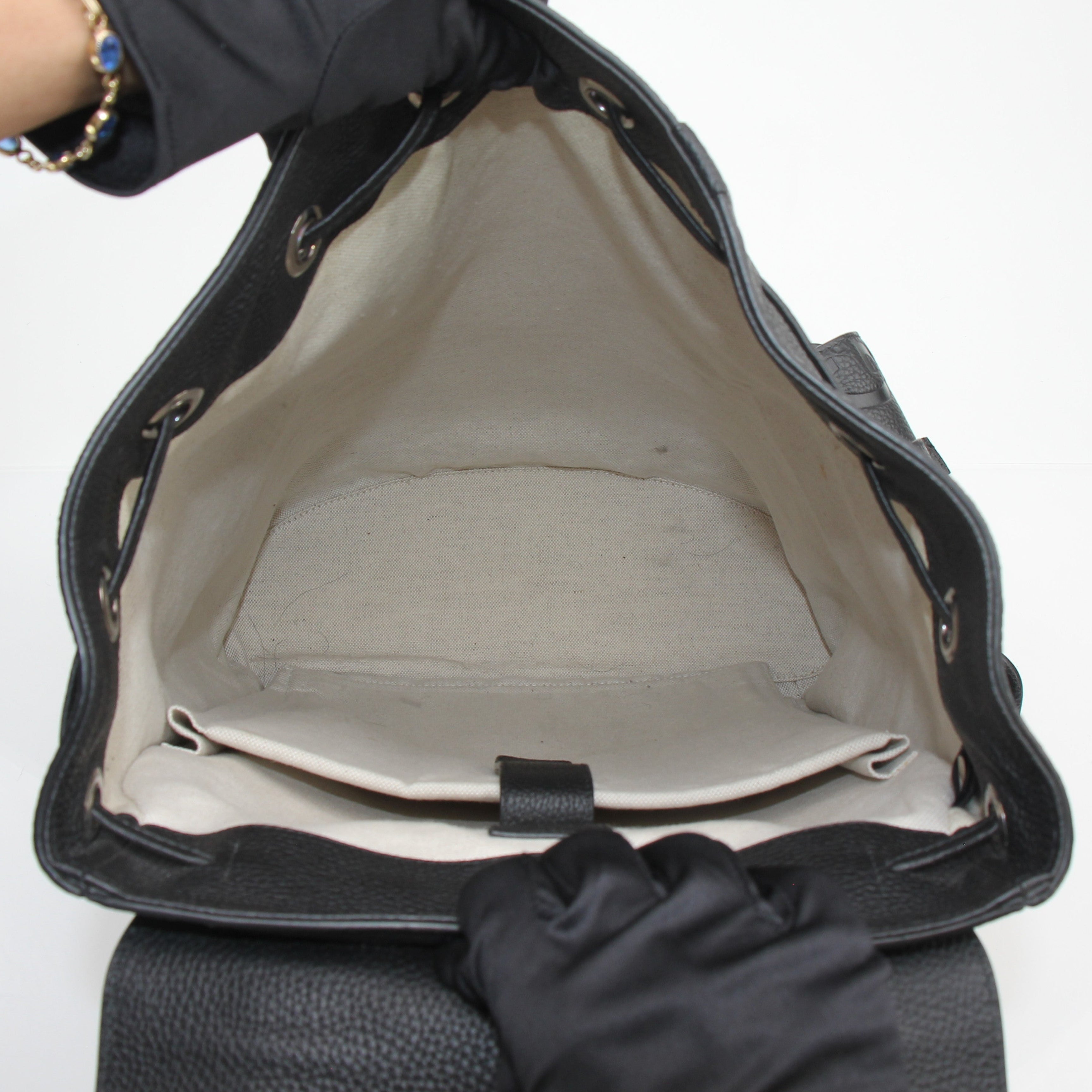 Gucci Jumbo GG Black Leather Backpack