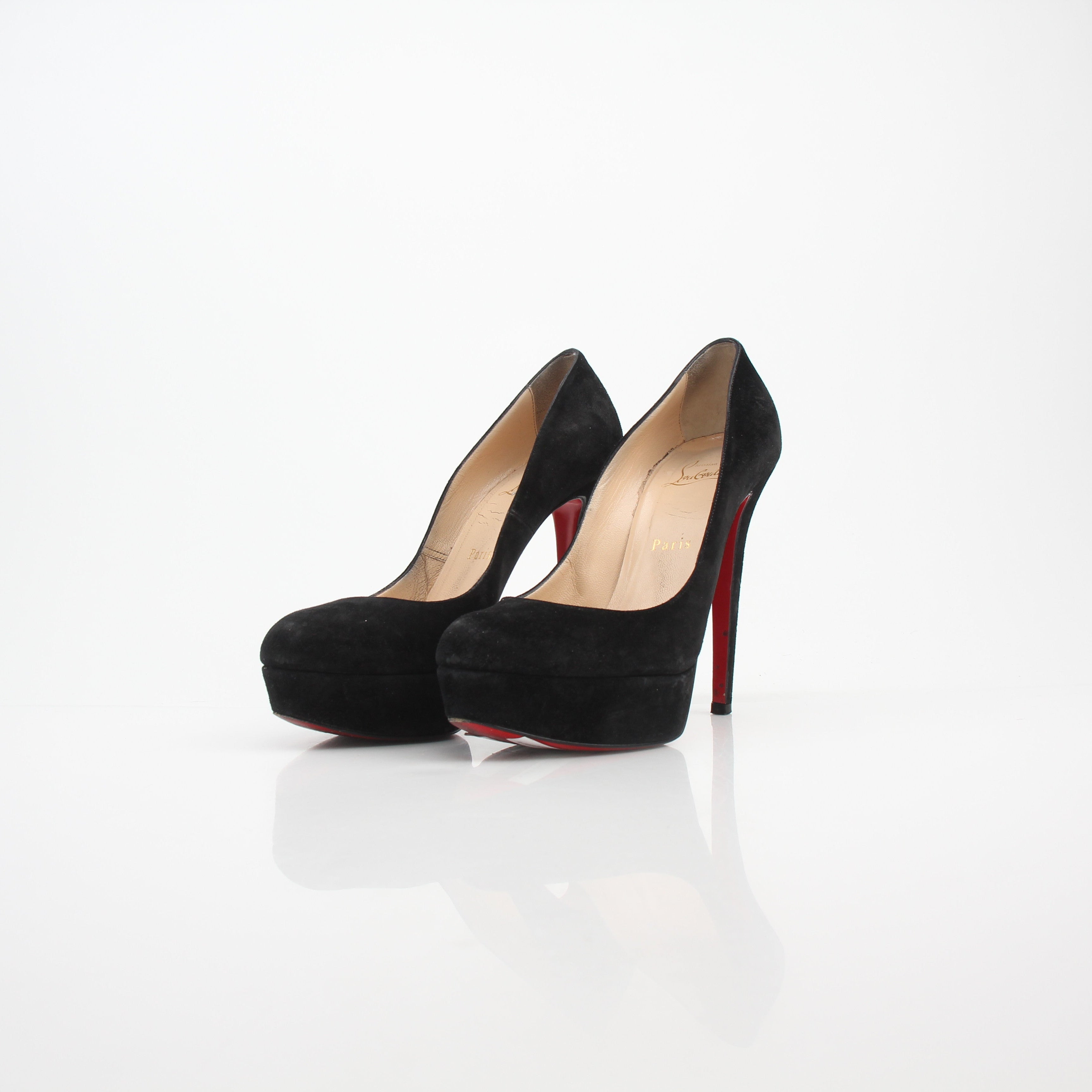 Christian Louboutin Bianca Black Suede Platform Pumps