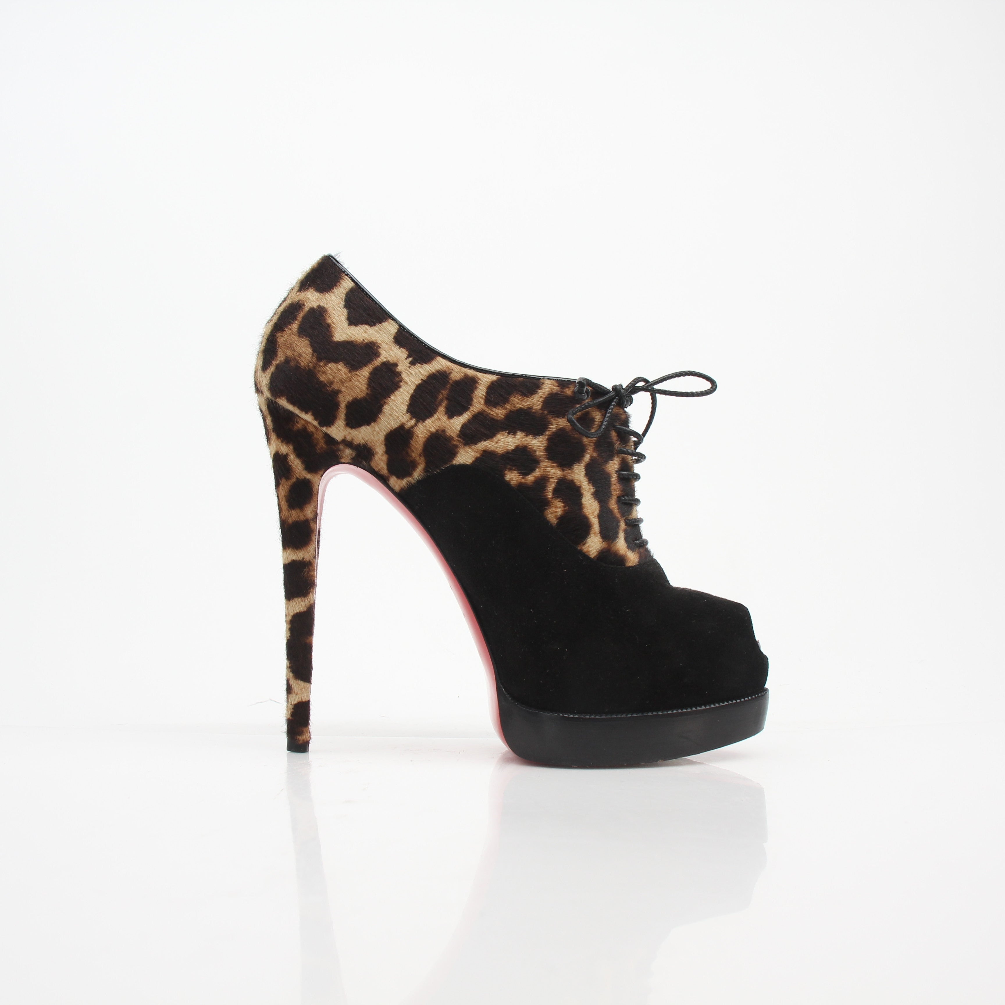 Christian Louboutin Miss Poppings Leopard Pony Hair Platform Booties
