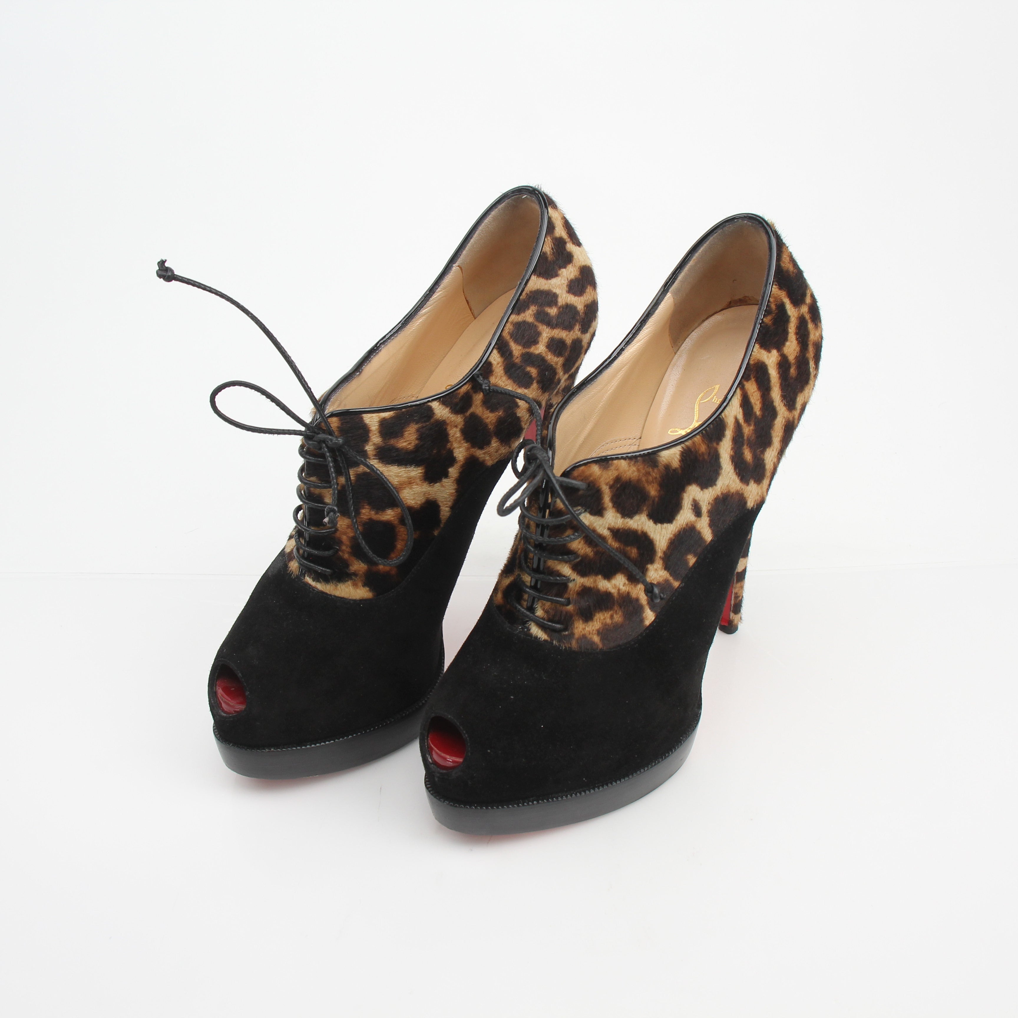 Christian Louboutin Miss Poppings Leopard Pony Hair Platform Booties